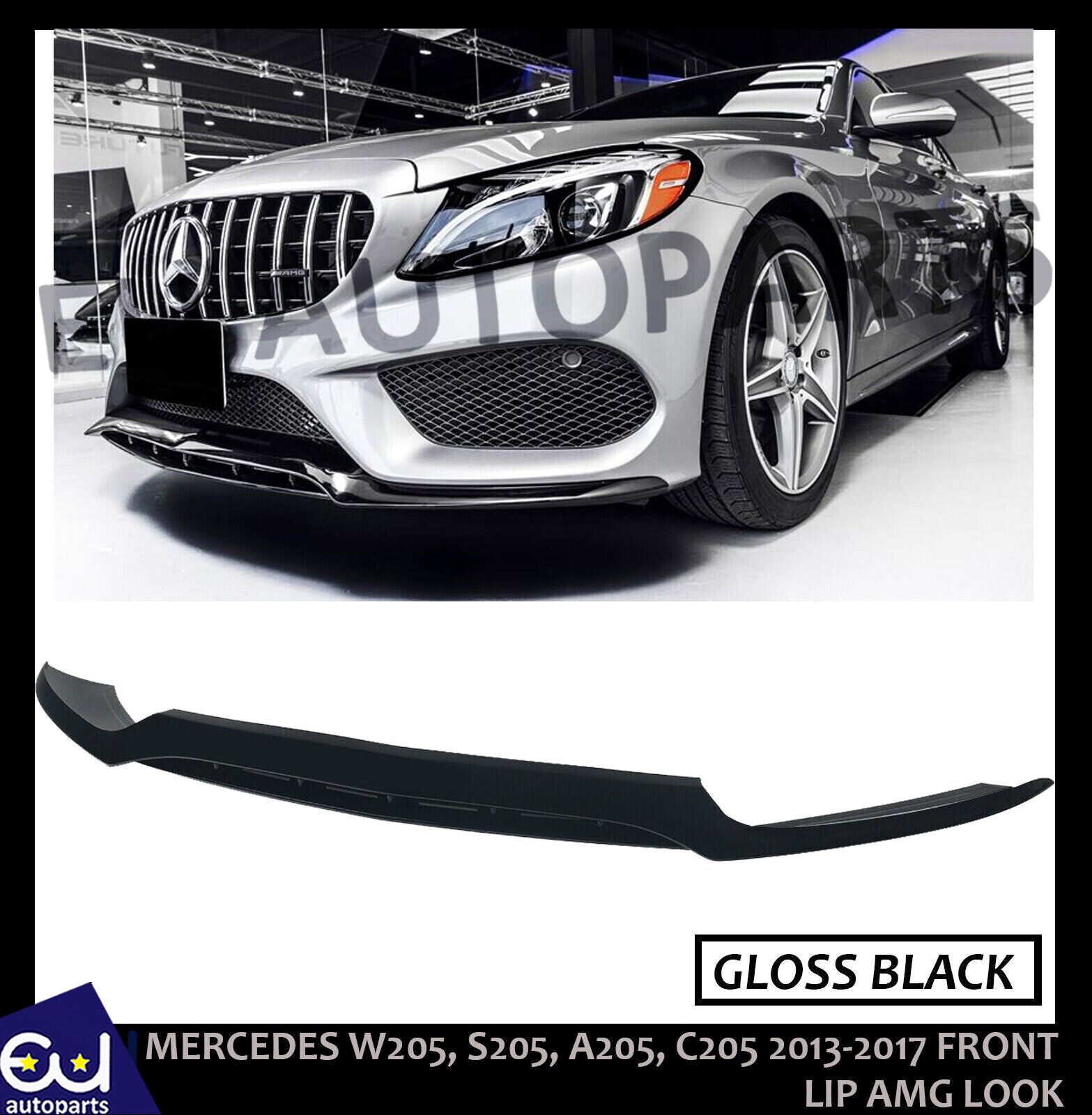 FOR MERCEDES C CLASS A205 W205 C205 S205 C43 AMG LOOK FRONT SPLITTER LIP 13-18