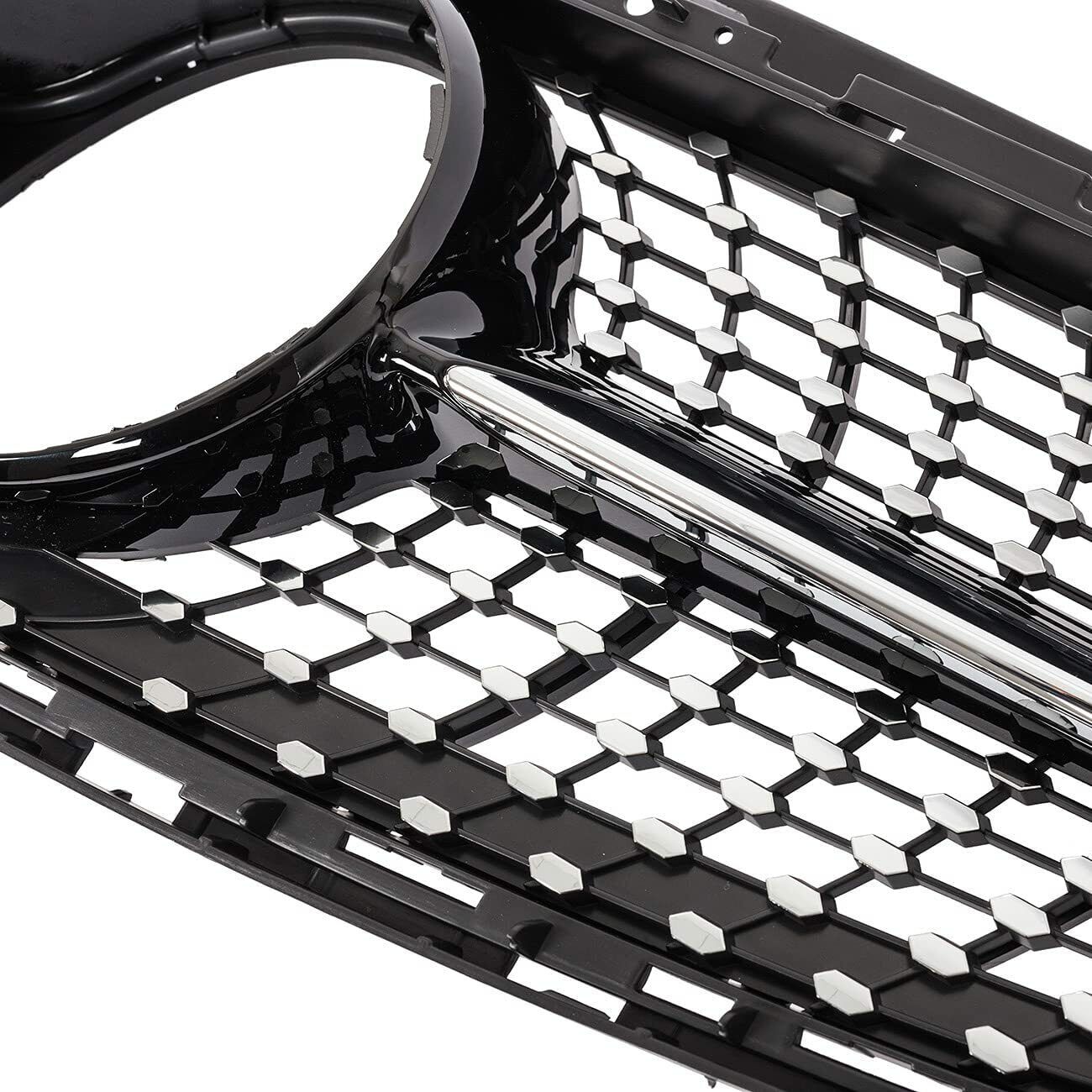 GLOSS BLACK CHROME DIAMOND GRILL GRILLE FOR MERCEDES E CLASS W212 2013-2016 AMG