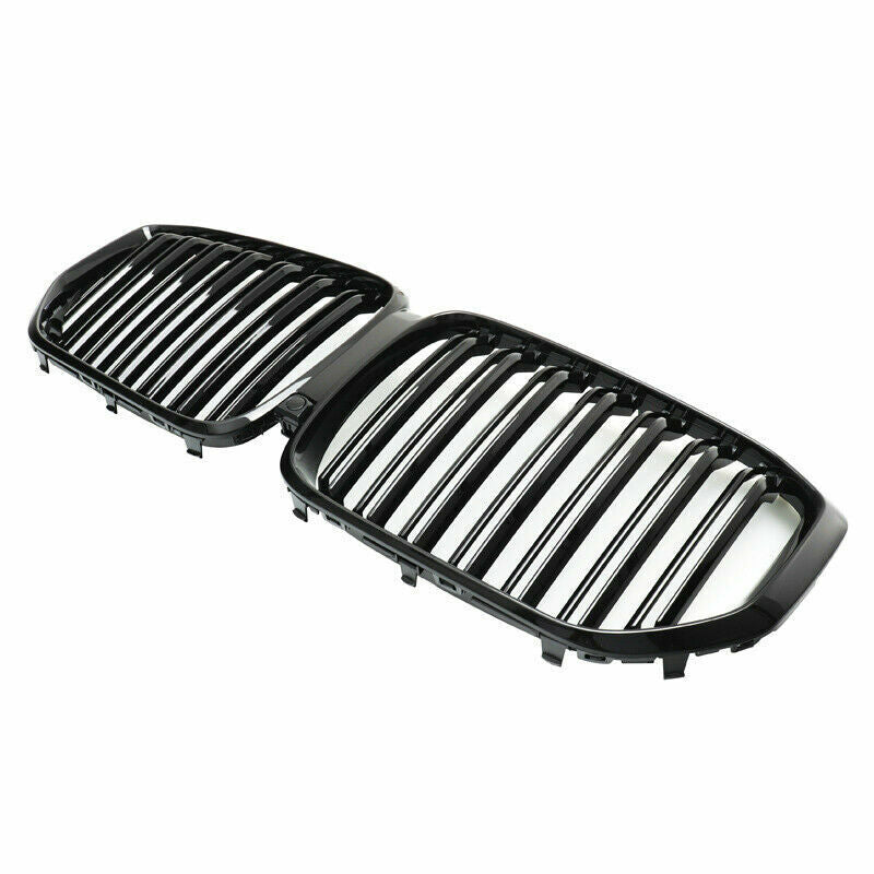 FOR BMW X5 G05 GLOSS BLACK TWIN DUAL SLAT KIDNEY GRILL GRILLE 2018 ONWARDS MODEL