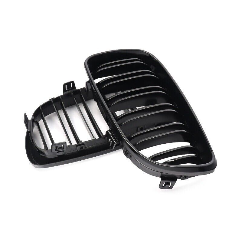 FOR BMW 1 SERIES E81 E82 E87 E88 KIDNEY GRILL GRILLE GLOSS BLACK DUAL SLAT 07-11