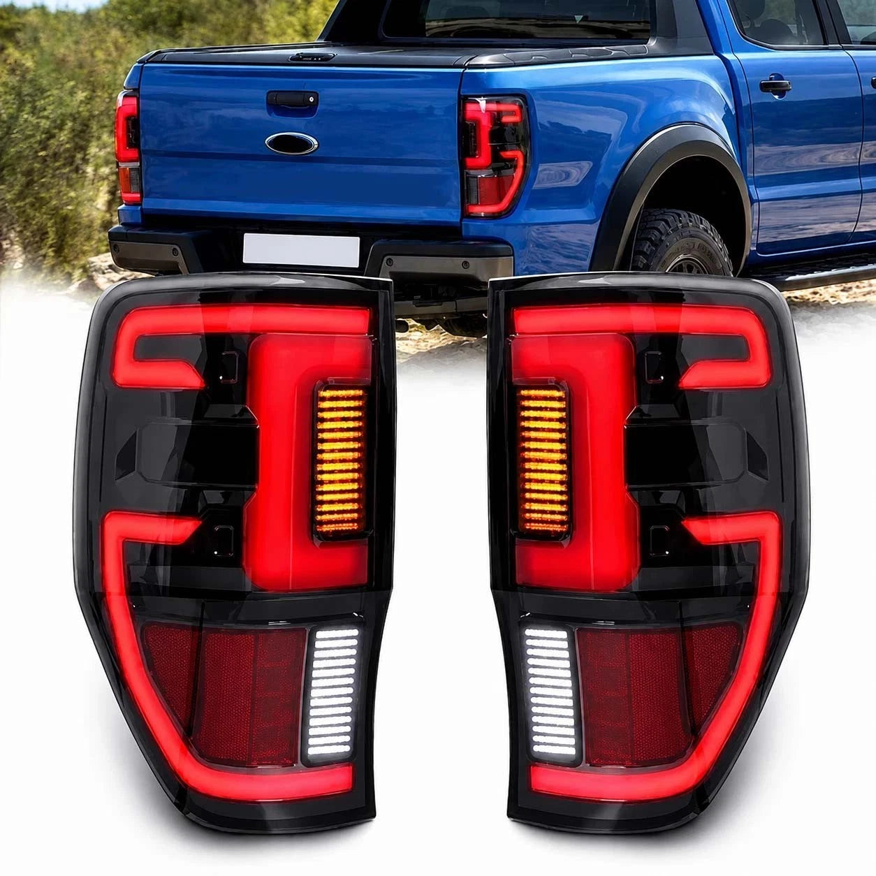 2X LED SMOKED REAR TAIL LIGHT LAMPS FOR FORD RANGER T6 PX1 T7 PX2 T8 PX3 2011-22
