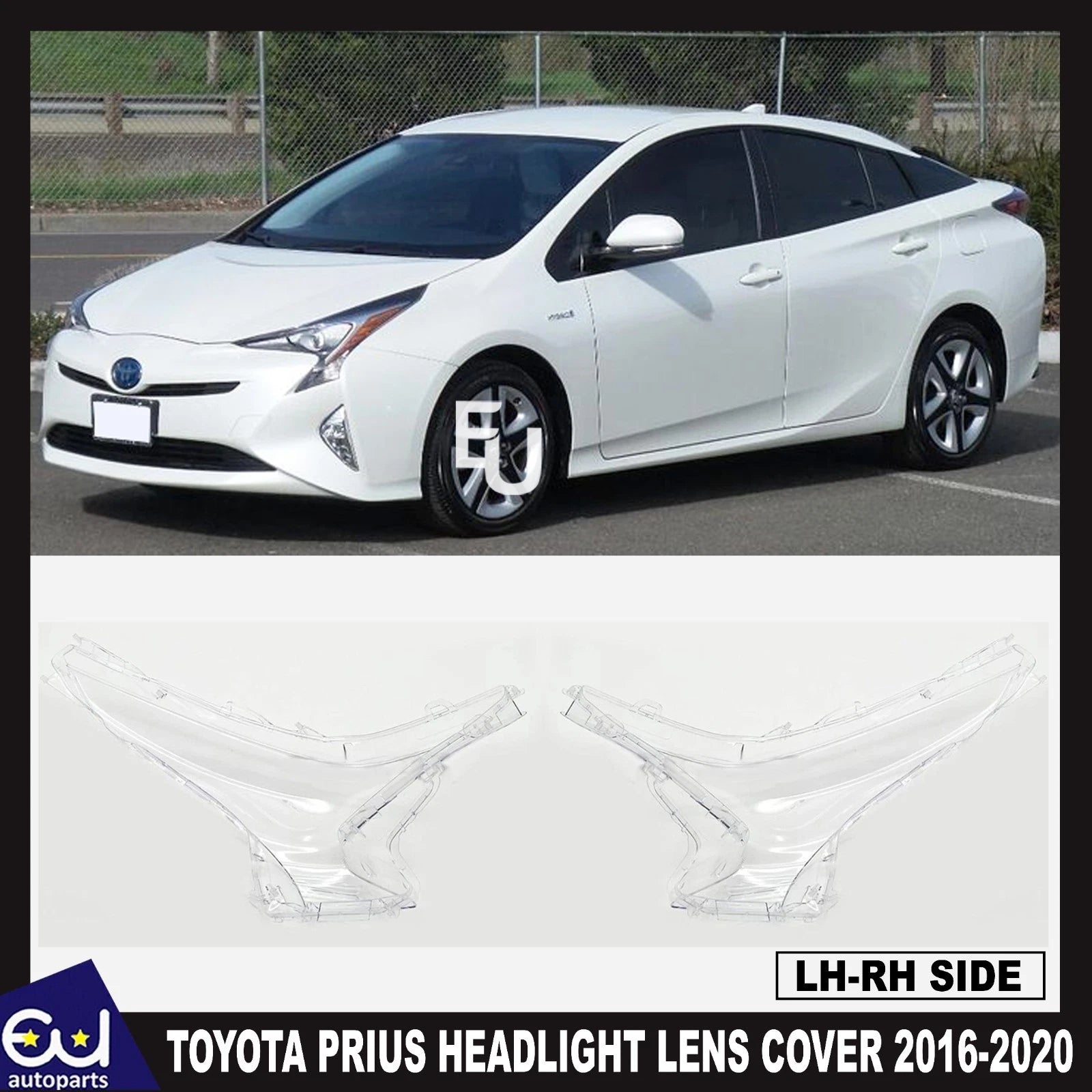 FOR TOYOTA PRIUS PAIR LEFT RIGHT CLEAR HEADLIGHT LENS SHELL LAMPSHADE 2016-2020