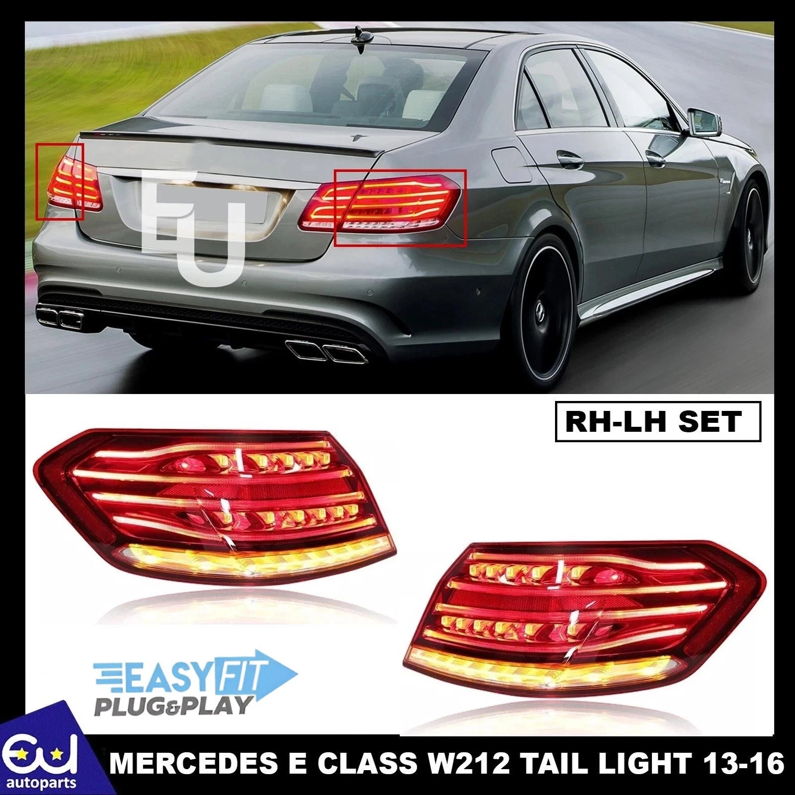 Set Outer Rear Tail Light Back Side Brake Lamp For Mercedes E-Class W212 2013-16