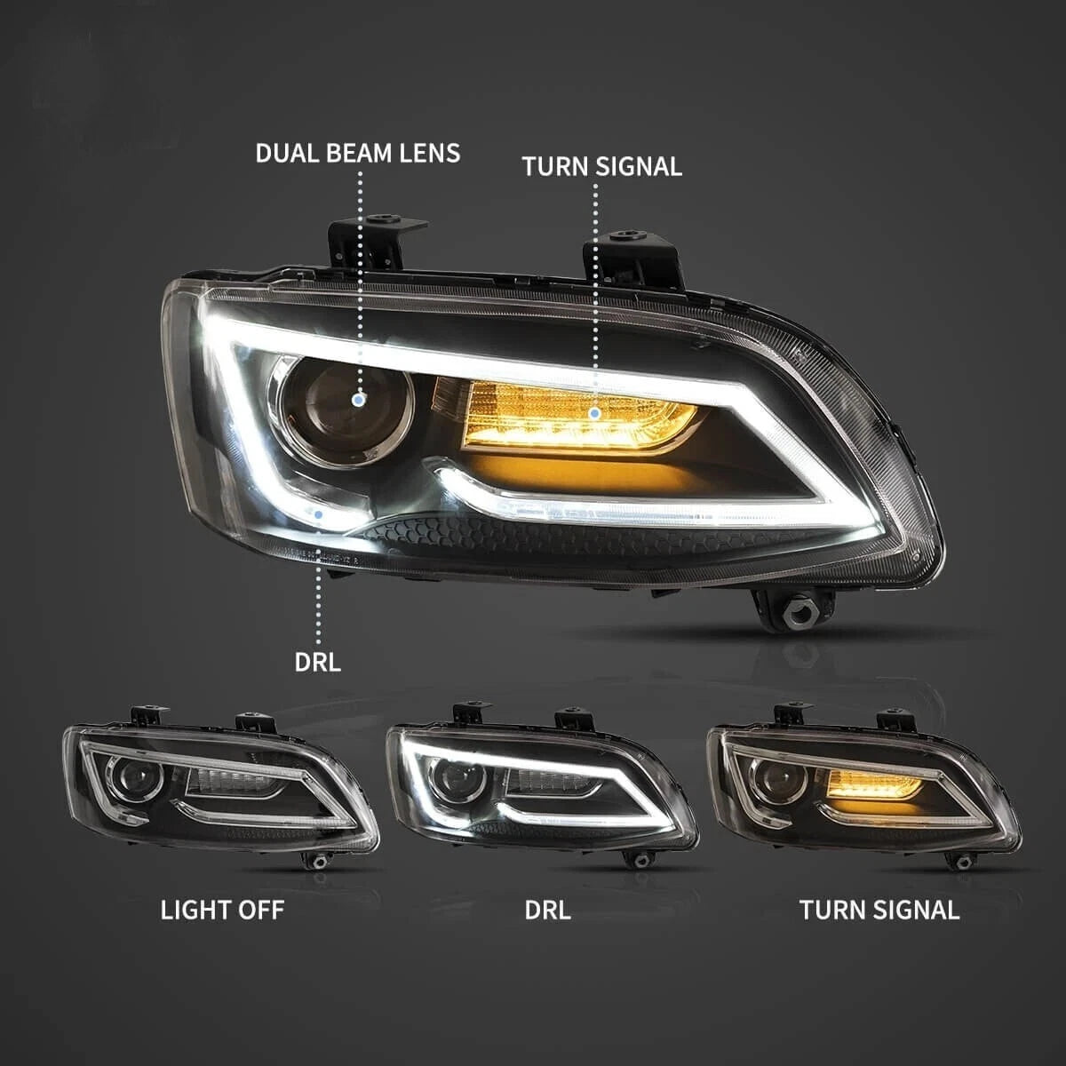 FOR VAUXHALL HOLDEN VXR8 HSV 2007-2013 SEQUENTIAL INDICATOR DRL HEADLIGHTS LAMPS