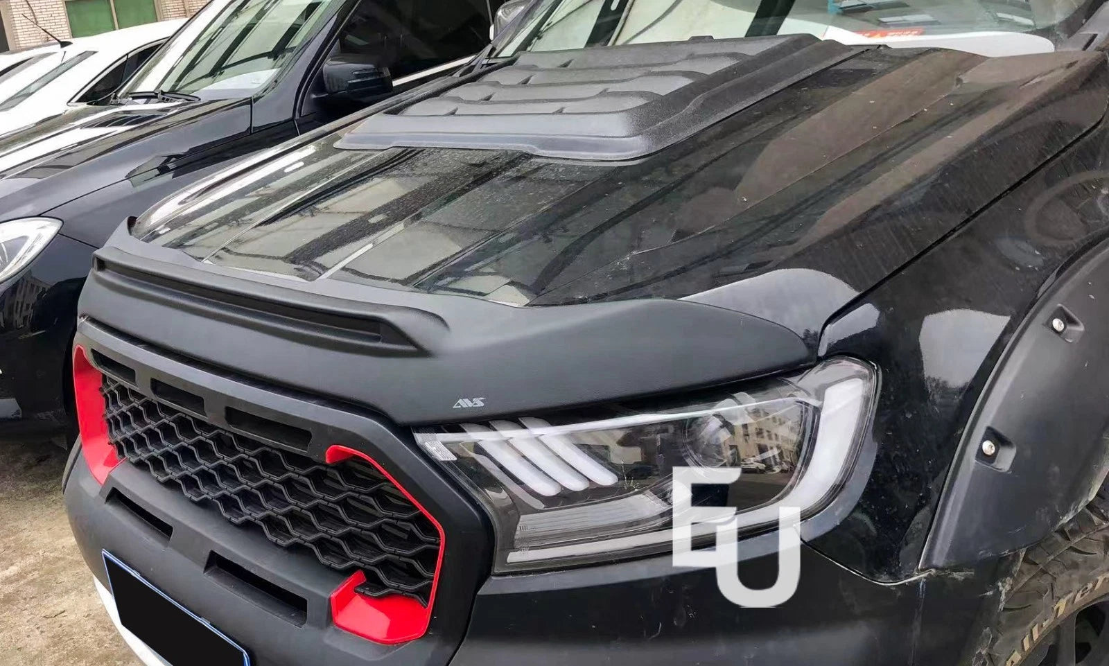 BLACK FRONT BUMPER BONNET GUARD PROTECTOR FOR FORD RANGER T7 T8 2015-2021