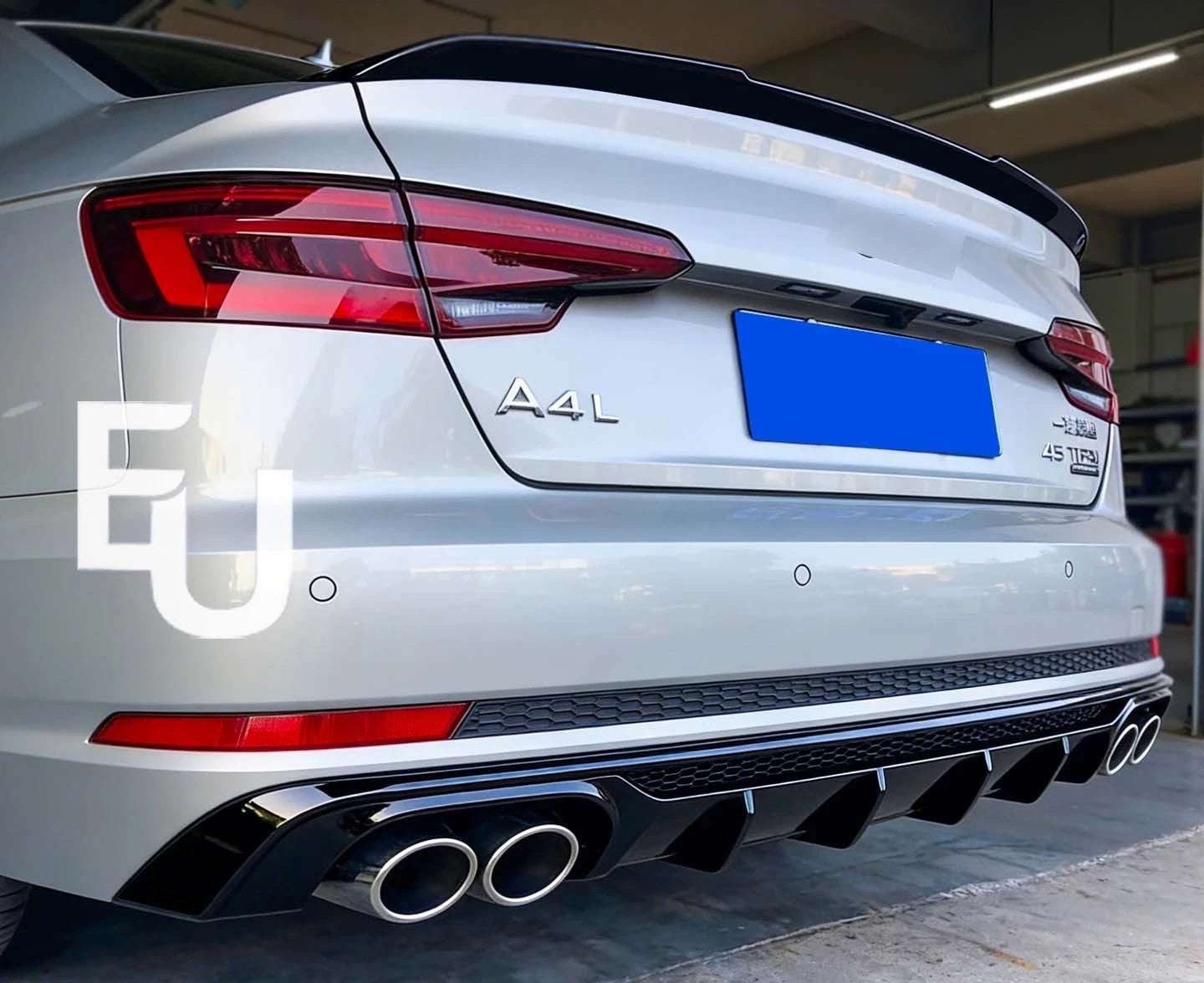 FOR AUDI A4 S4 B9 SLINE REAR BUMPER DIFFUSER SPLITTER GLOSS BLACK 2015-2019