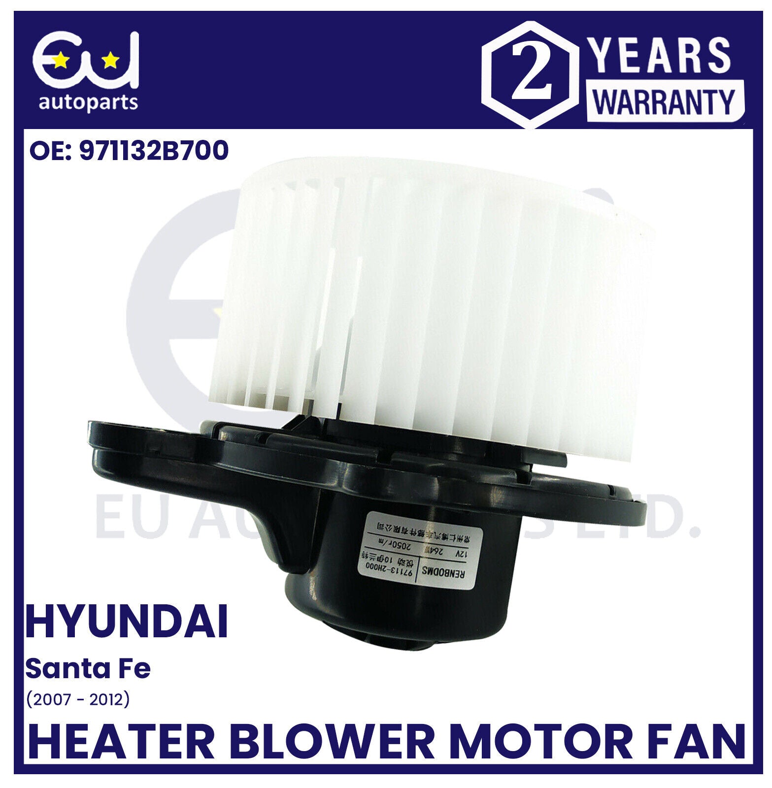 BRAND NEW HEATER BLOWER MOTOR FAN FOR HYUNDAI SANTA FE MK1 2007-2012 971132B700