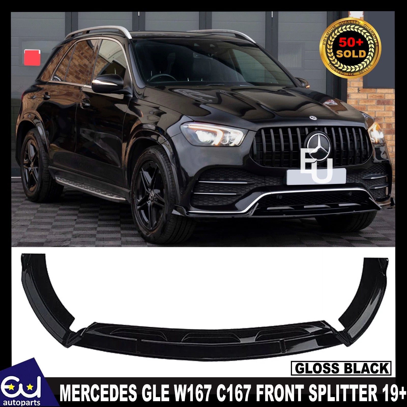 FOR MERCEDES GLE W167 C167 AMG LINE FRONT SPLITTER LIP BUMPER SPOILER 2019-2023