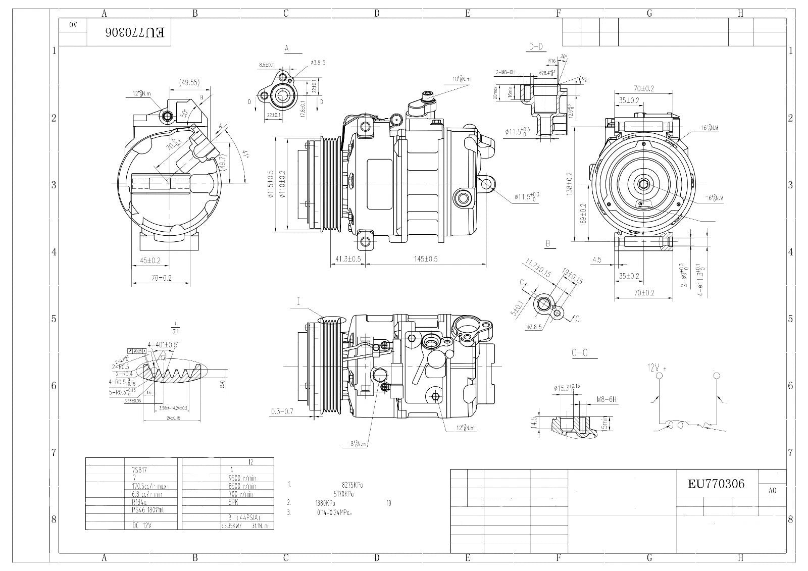 AIR CONDITIONING COMPRESSOR FOR BMW E38 E39 E46 E52 320I 323I 520I 523I M3 M5 Z8