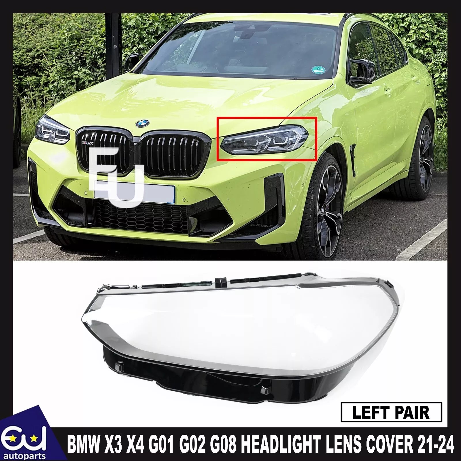LEFT HEADLIGHT LENS HEADLAMP COVER REPLACE FOR BMW X3 X4 G01 G02 G08 2021-24