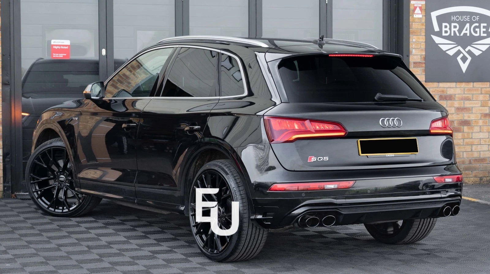 REAR DIFFUSER SQ5 STYLE GLOSS BLACK QUAD TAILPIPES LIP FOR AUDI Q5 SE 2018-2024