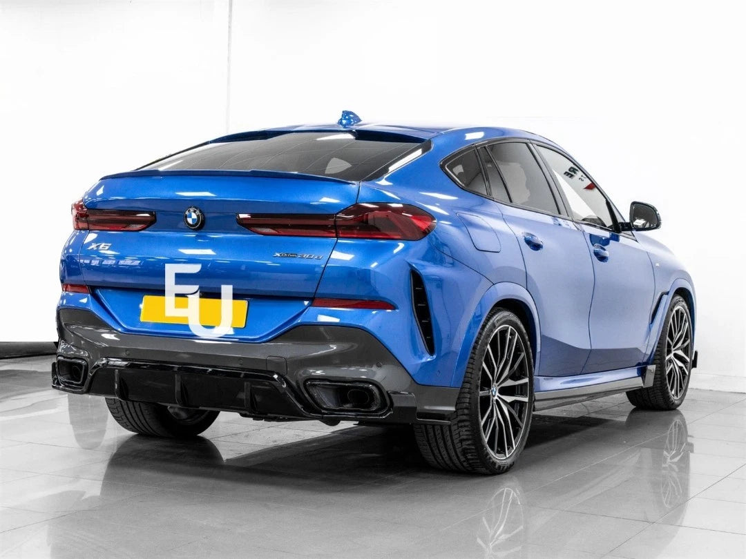 FOR BMW X6 G06 2019-2023 GLOSS BLACK REAR BUMPER DIFFUSER LIP SPLITTERS BODY KIT