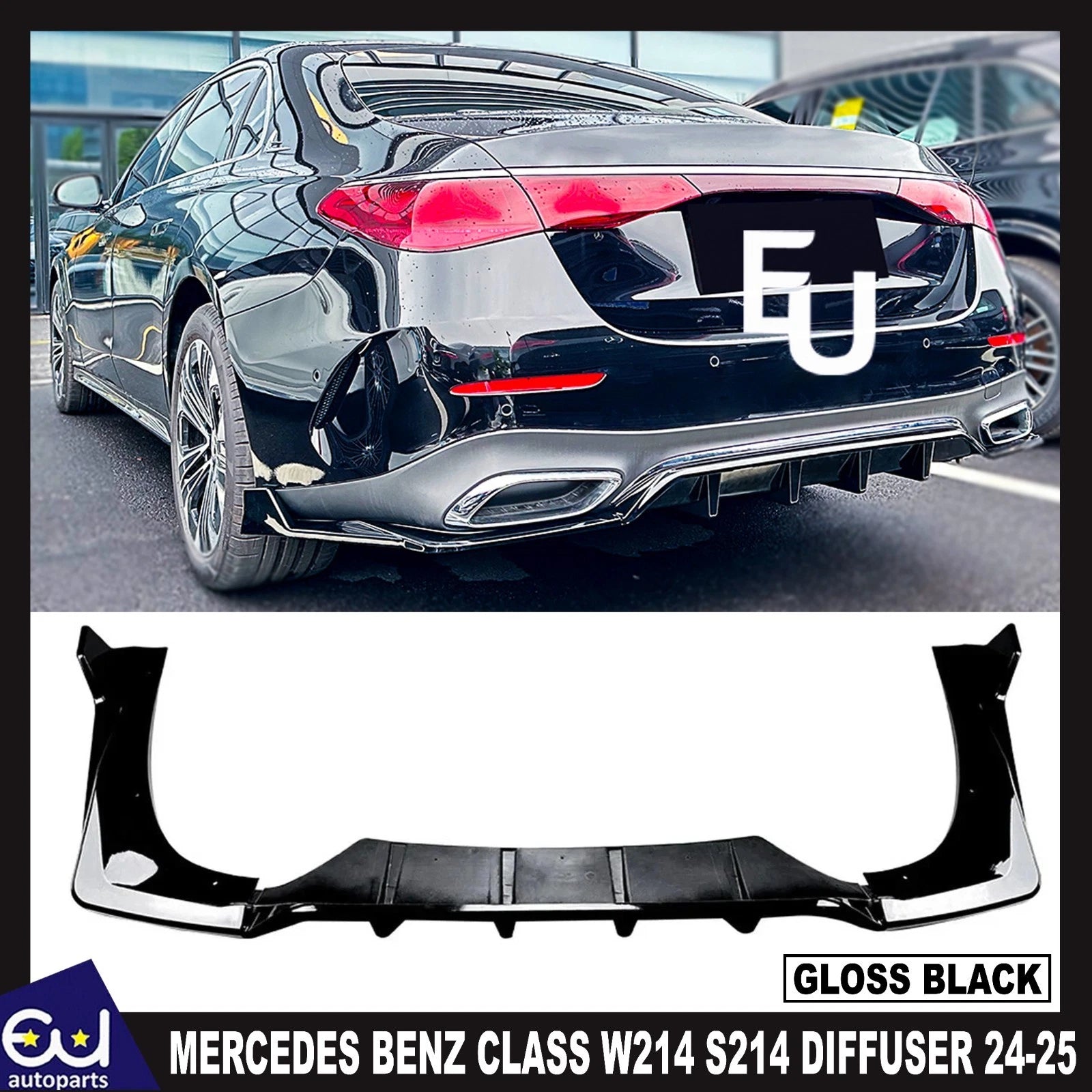 FOR MERCEDES BENZ CLASS W214 S214 REAR BUMPER DIFFUSER LIP KIT GLOSS BLACK 24-25