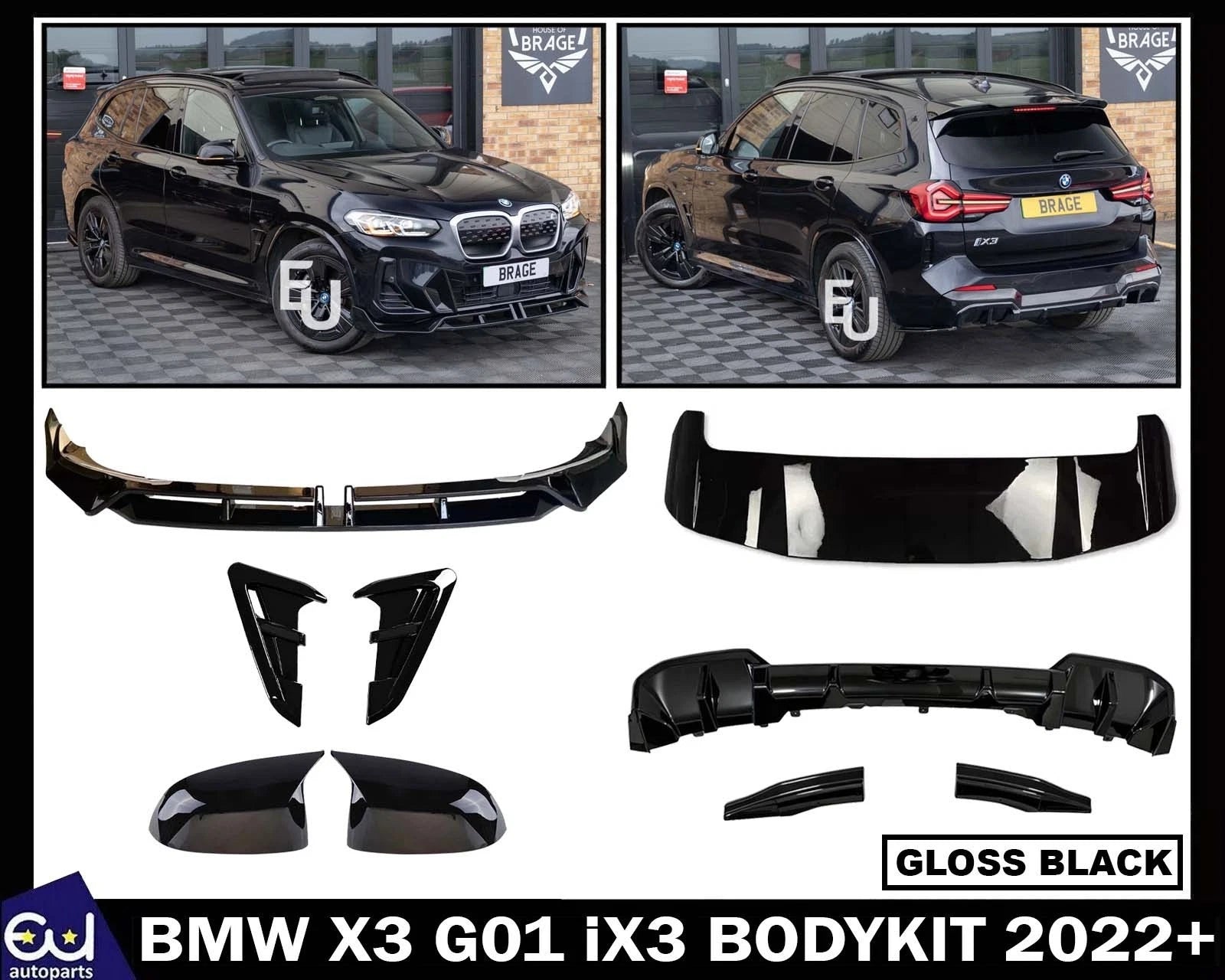 BODYKIT BODY KIT FOR BMW X3 G01 iX3 FRONT SPLITTER LIP REAR DIFFUSER SPOILER 22+