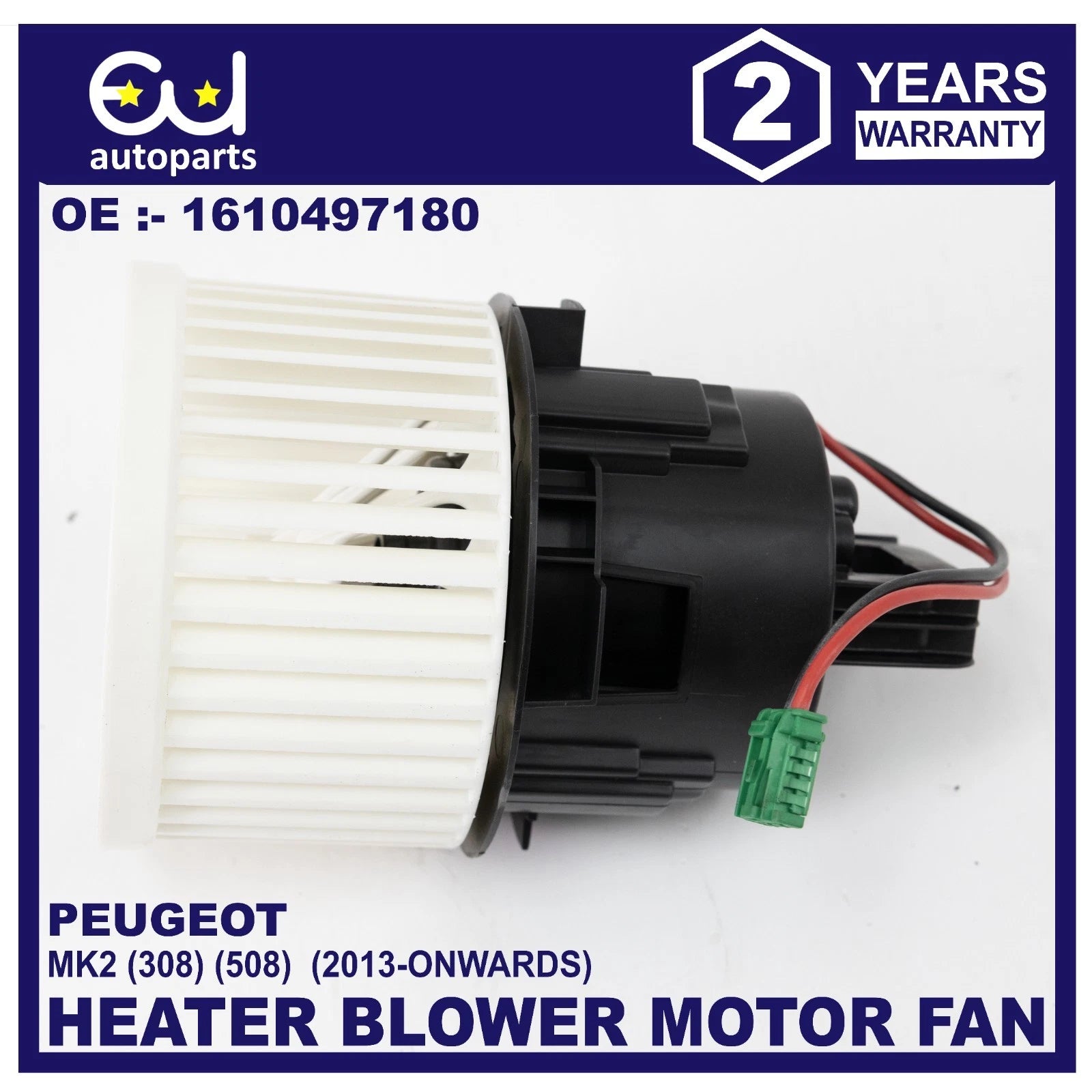 HEATER BLOWER MOTOR FAN FOR PEUGEOT 308 Mk2 1.6 1.2 1610497180 2013 - ONWARDS