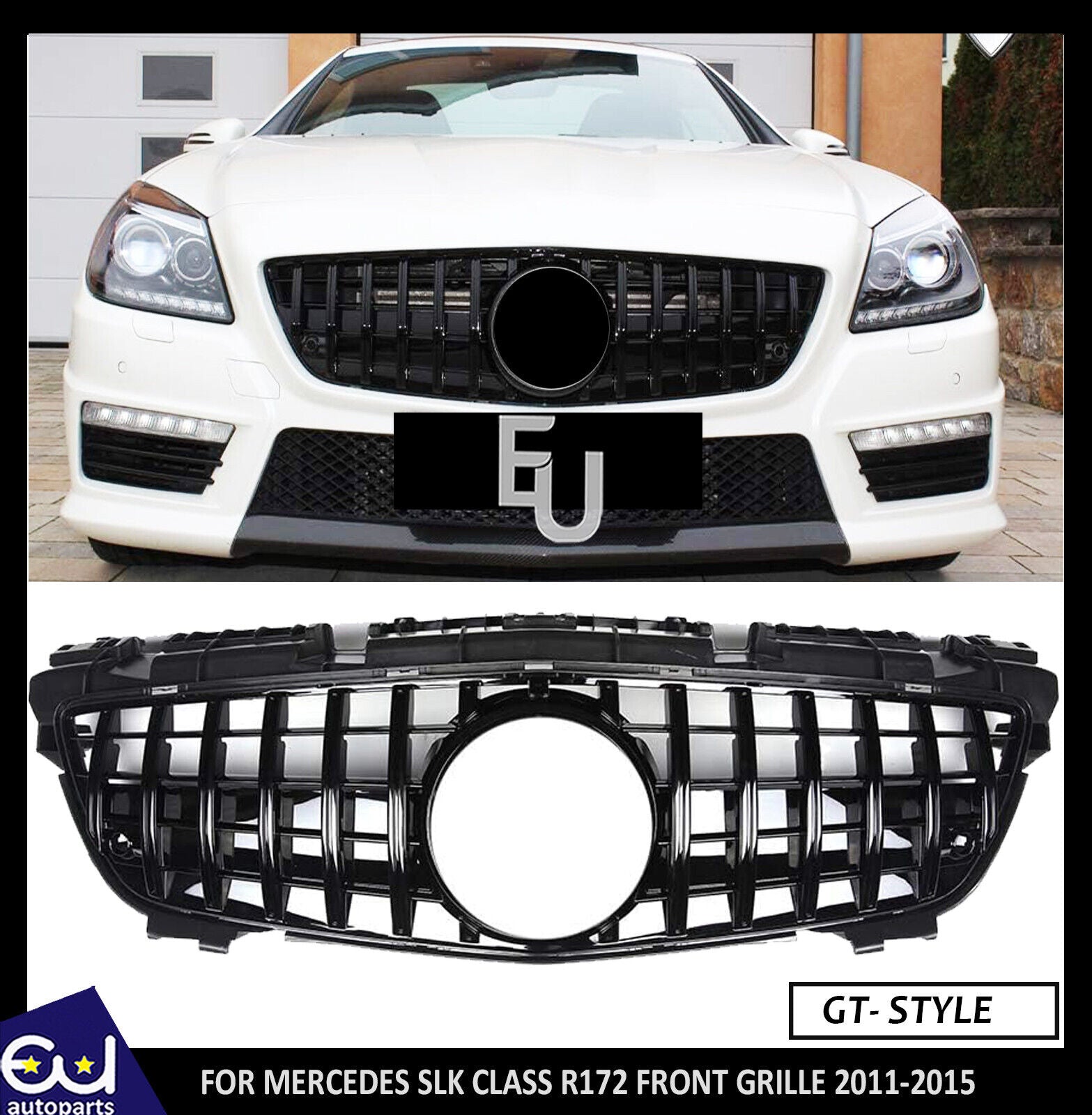 FOR MERCEDES SLK CLASS R172 FRONT GRILLE PANAMERICANA GT STYLE GLOSS BLACK 11-15