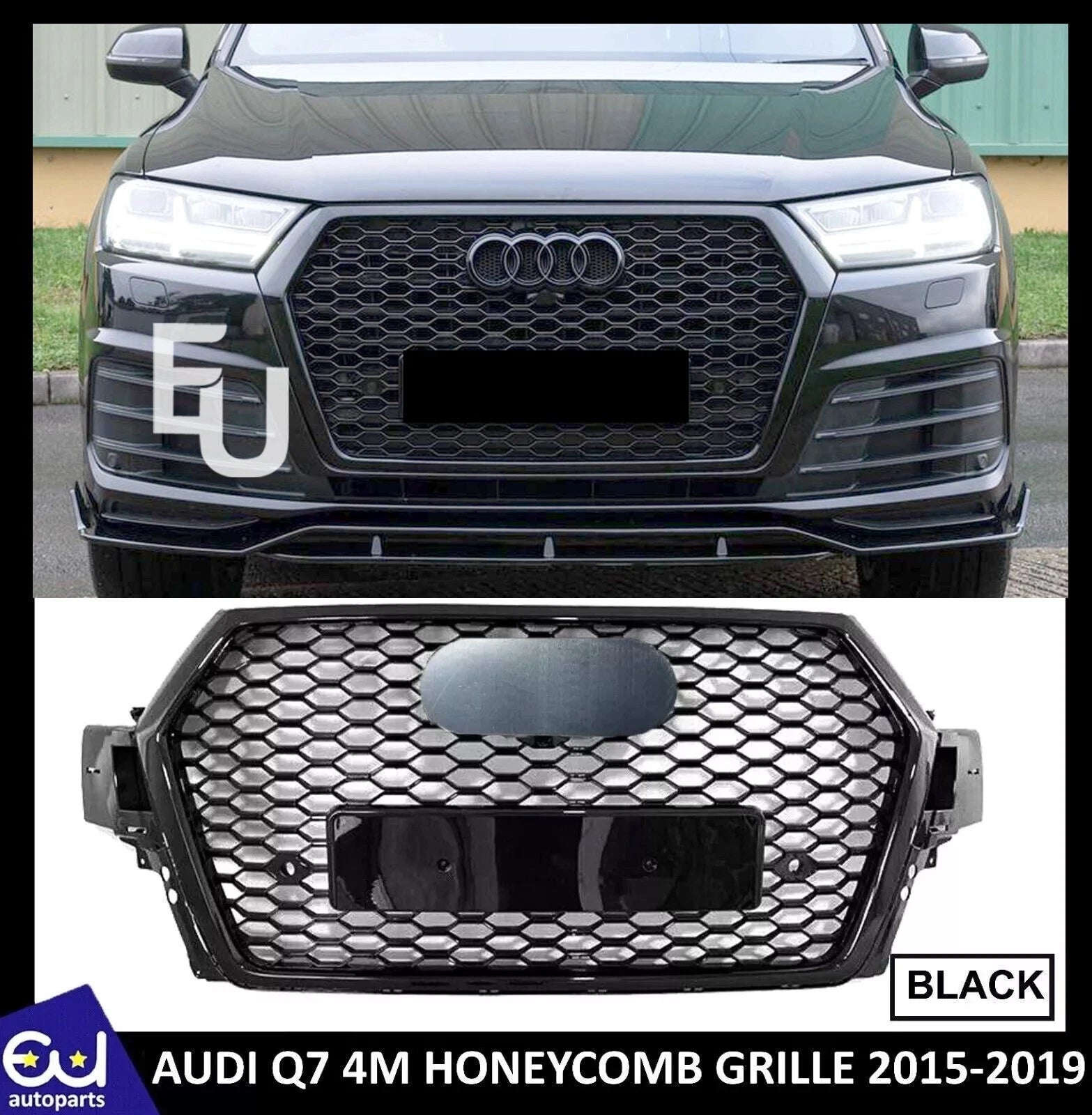 FOR AUDI Q7 4M SLINE SQ7 2015-2019 FRONT GRILLE HONEYCOMB GRILL RSQ7 STYLE BLACK