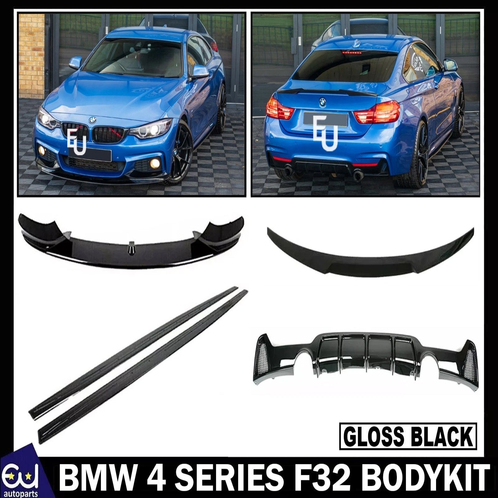 FOR BMW 4 SERIES F32 435i 440i BODY KIT BODYKIT FRONT SPLITTER LIP REAR DIFFUSER