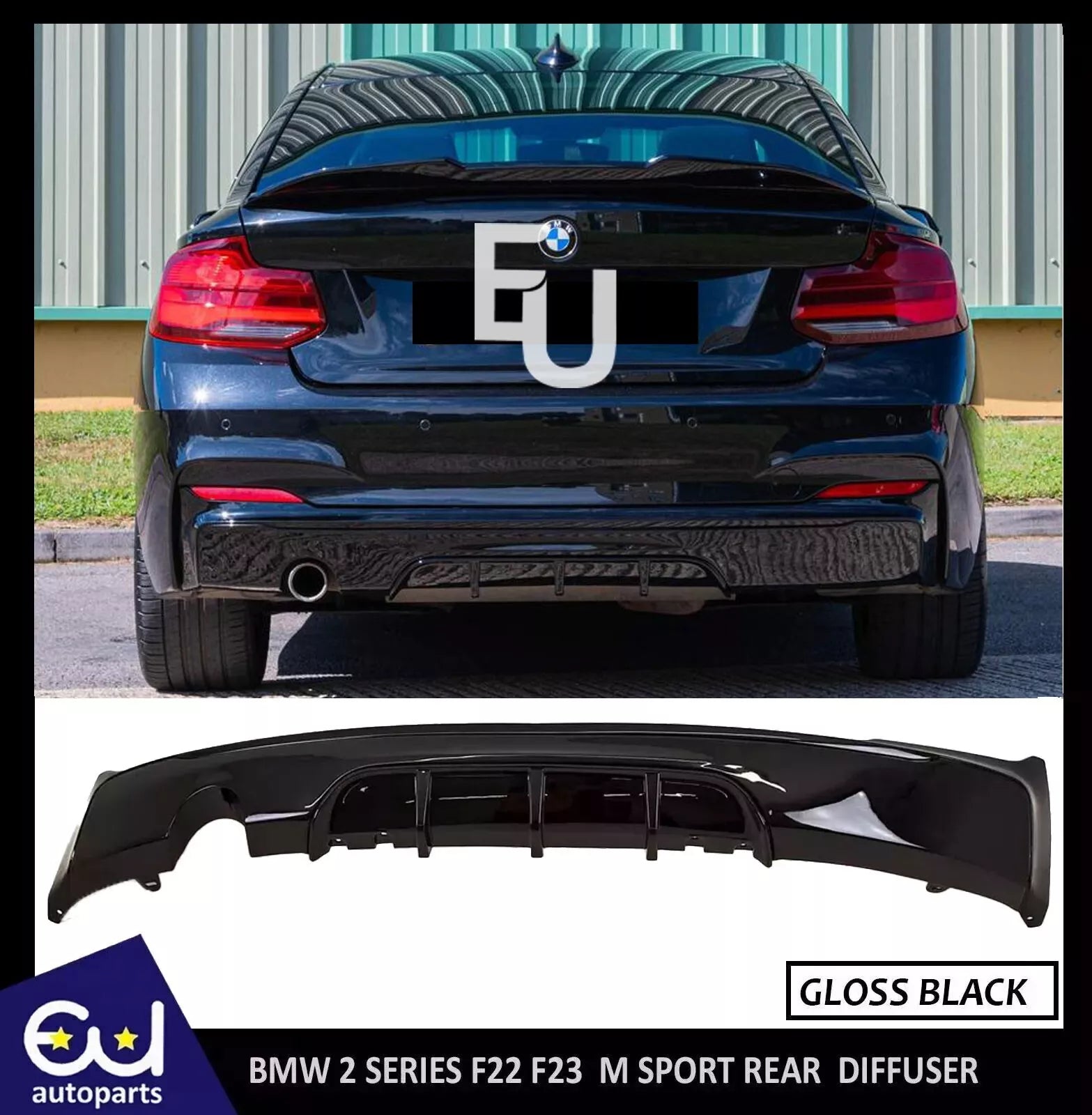 MP STYLE REAR BUMPER DIFFUSER LIP SINGLE OUTLET FOR BMW 2 SERIES F22 F23 14-21
