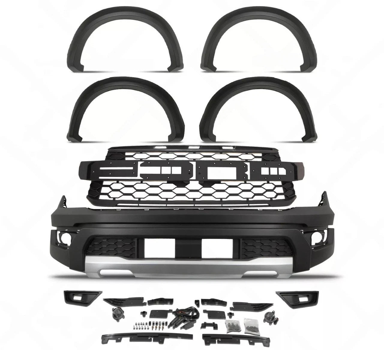 MATTE BLACK RAPTOR STYLE BUMPER WHEEL ARCHES BODYKIT KIT FOR FORD RANGER T9 22+