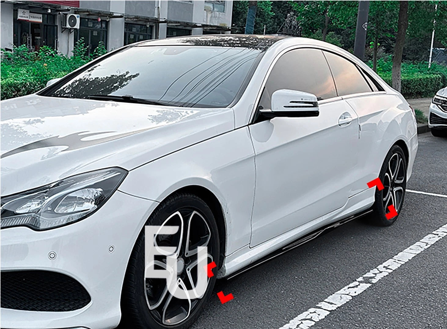 FOR MERCEDES E CLASS COUPE C207 SIDE SKIRT AMG EXTENSION BLADE 09-16 GLOSS BLACK