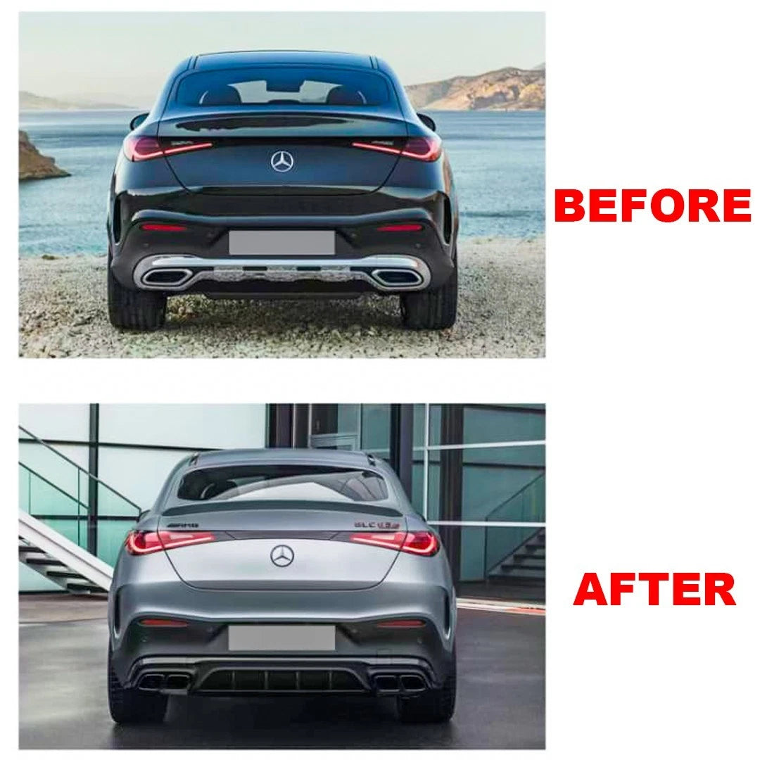 FOR MERCEDES BENZ GLC COUPE C254 AMG LINE GLC63 COUPE DIFFUSER WITH TAILPIPE 23+