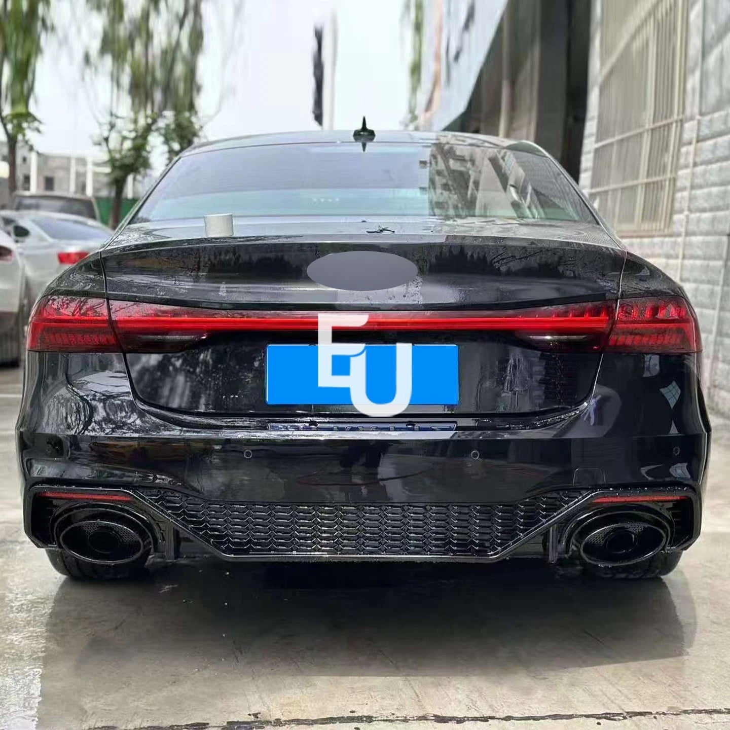 FOR AUDI A7 S7 4K8 2019+ RS7 LOOK REAR BUMPER DIFFUSER HONEYCOMB GLOSS WITH TIPS