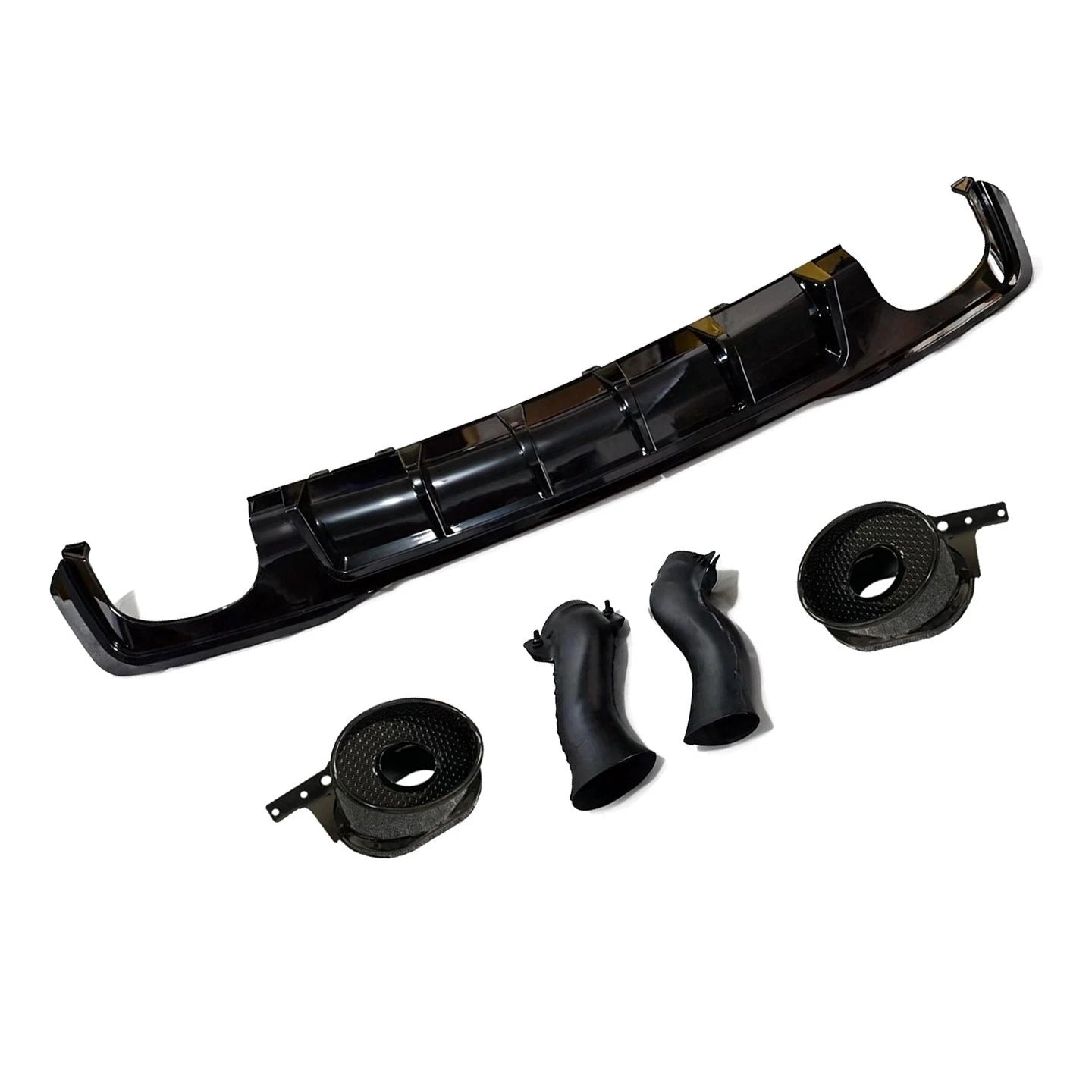 RS7 LOOK GLOSS BLACK REAR BUMPER DIFFUSER WITH TAILPIPE FOR AUDI A7 S7 4K8 2019+