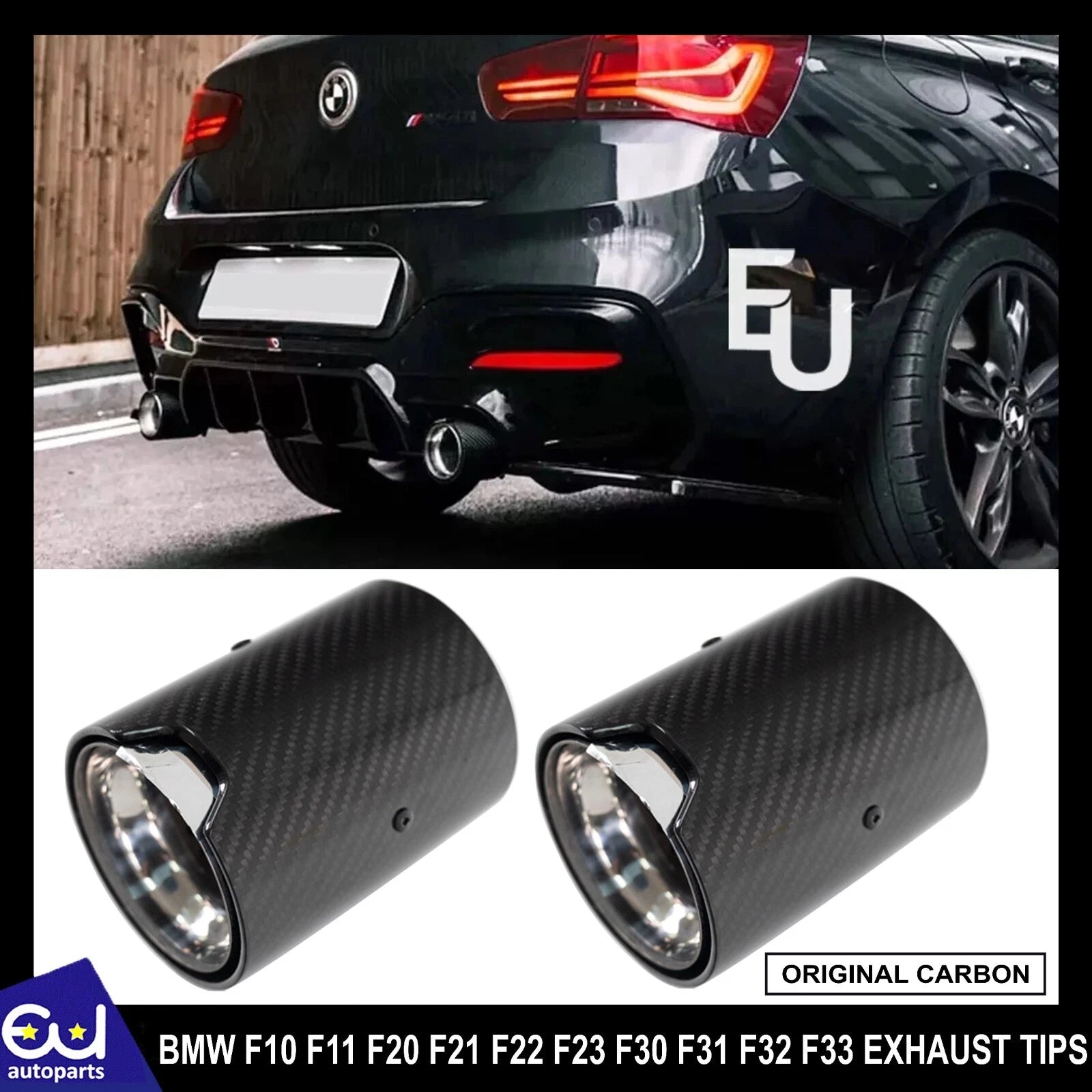 FOR BMW F10 F11 F20 F21 F22 F23 F30 F31 F32 F33 CHROME SINGLE CARBON EXHAUST TIP