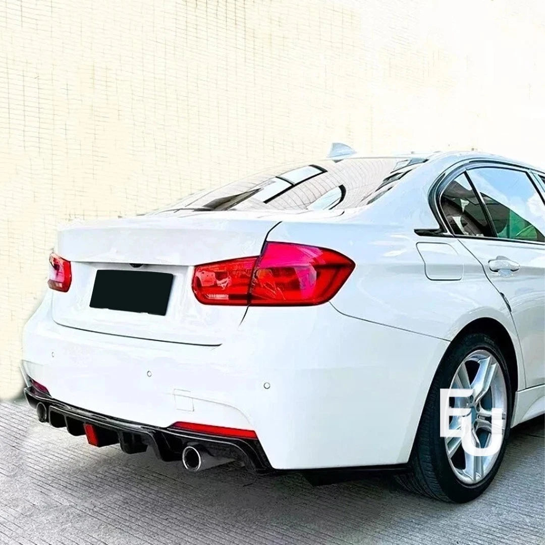 FOR BMW 3 SERIES F30 F31 RAER VALANCE DIFFUSER LIP DAUAL W/LED GLOSS BLACK 11-19