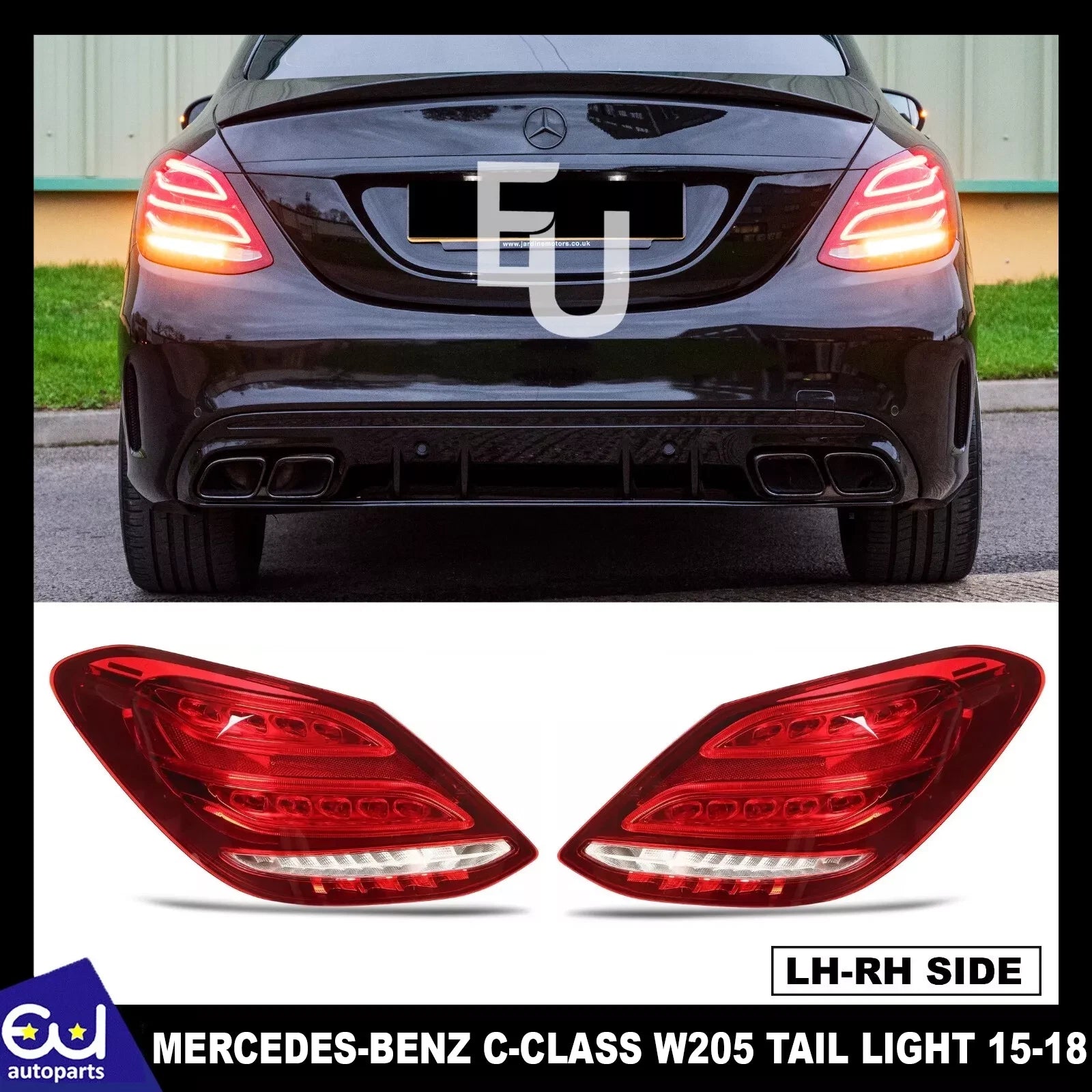 LEFT+RIGHT LED REAR TAIL LIGHT ASSEMBLY FOR MERCEDES-BENZ C-CLASS W205 2015-2018
