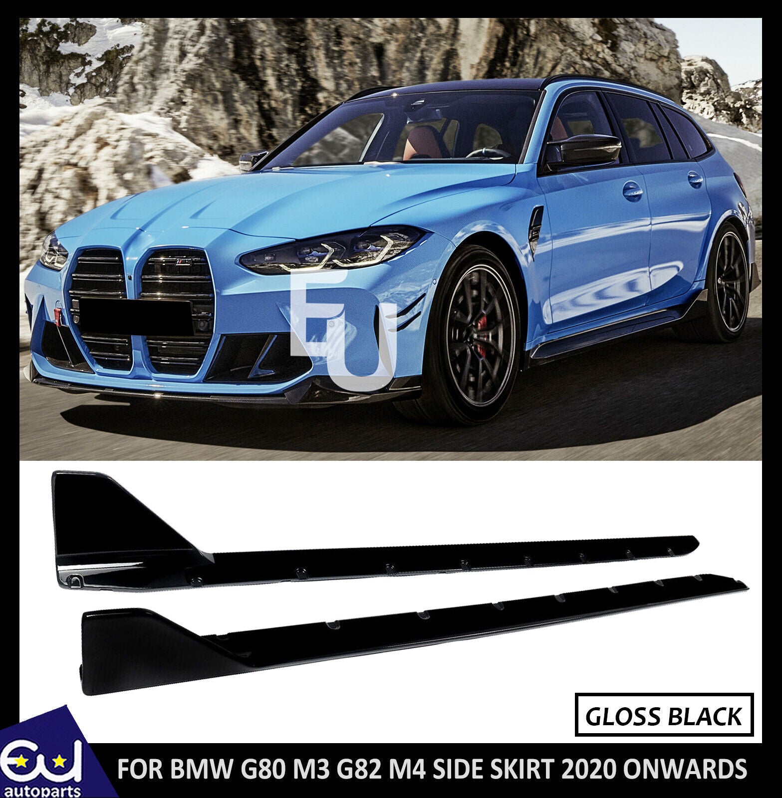 FOR BMW G80 M3 G82 G83 M4 MP STYLE SIDE SKIRT EXTENTION LIP GLOSS BLACK 2020+