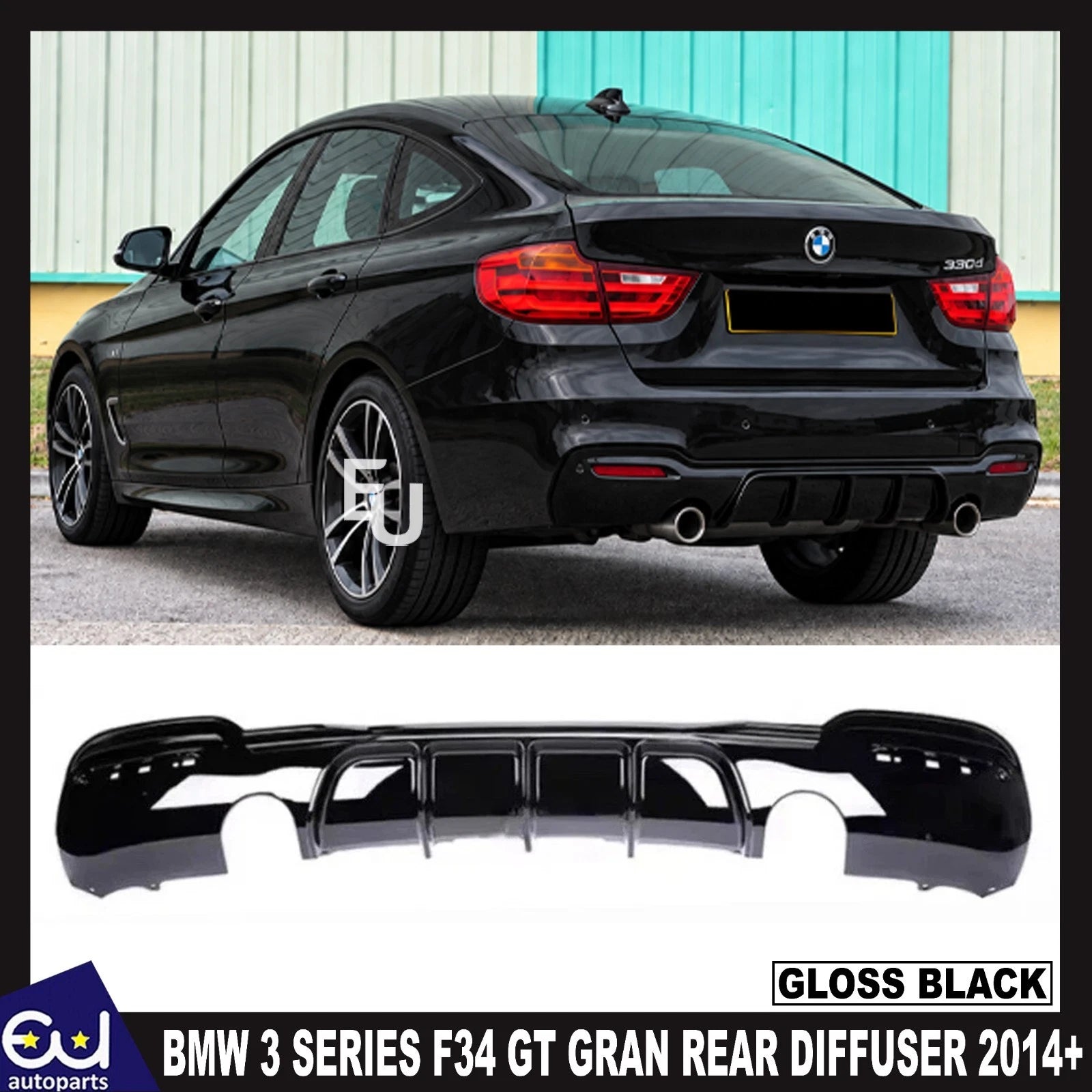 FOR BMW 3 SERIES F34 GT GRAN TURISMO M-SPORT DUAL 340i REAR BUMPER DIFFUSER LIP