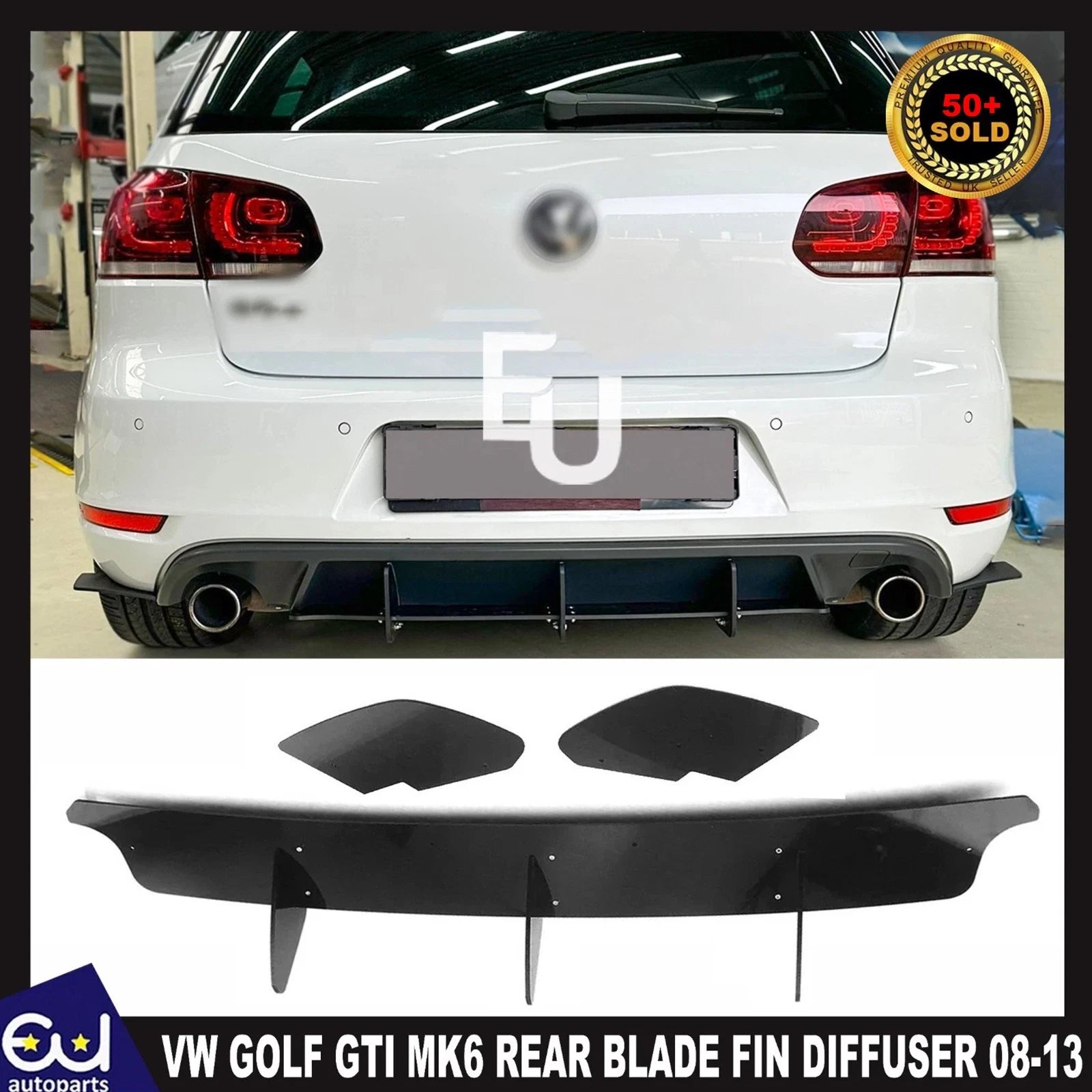 FOR VW GOLF GTI MK6 REAR BLADE FIN DIFFUSER & SIDE SPLITTERS BODYKIT 2008-2013