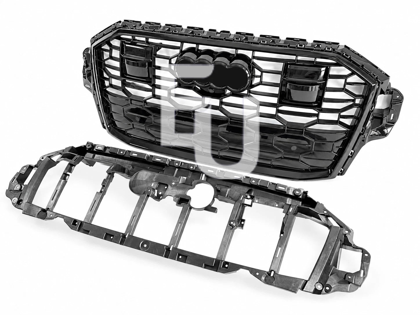 RSQ7 STYLE FRONT GRILL GRILLE FOR AUDI Q7 SQ7 4M 2020-2023 WITH ACC RADAR BLACK