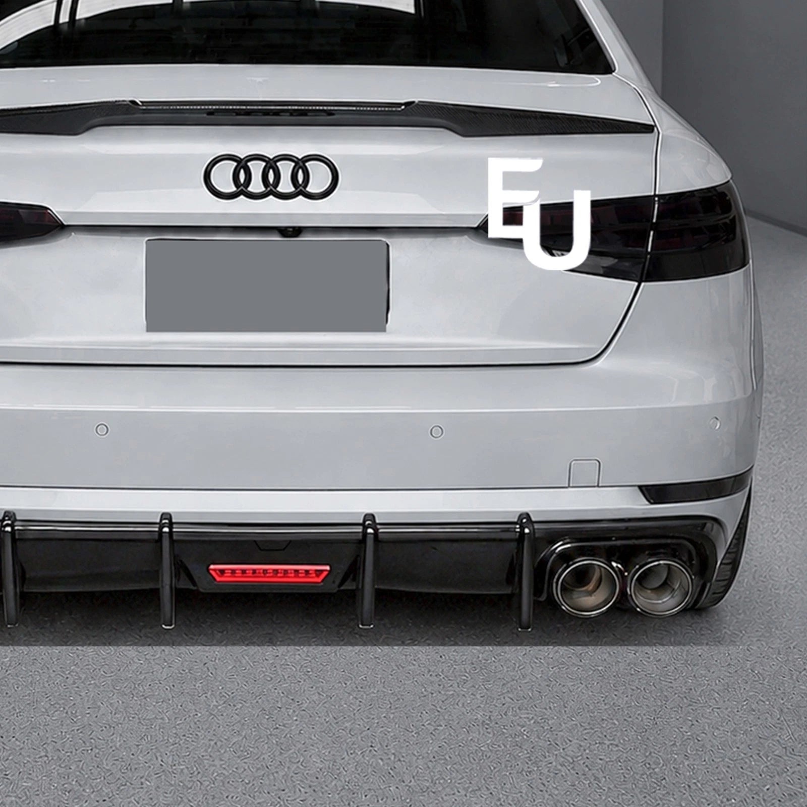 FOR AUDI A4 SALOON B9 S-LINE S4 GLOSS BLACK REAR DIFFUSER W/LED BODY KIT 2015-19