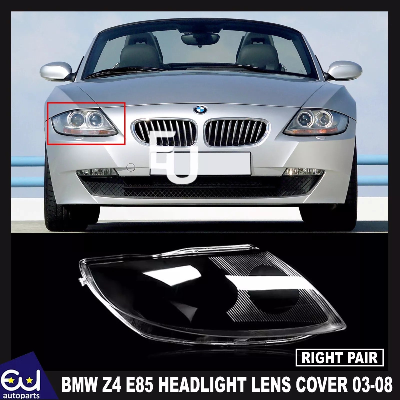 FOR BMW Z4 E85 2003-08 HEADLIGHT HEADLAMP LENS COVER CLEAR LAMPSHADE RIGHT SIDE