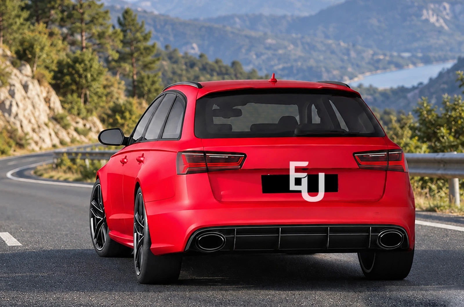 FOR AUDI A6 C7 SE STANDARD RS6 LOOK LCI GLOSS BLACK REAR DIFFUSER TAILPIPE 15-18