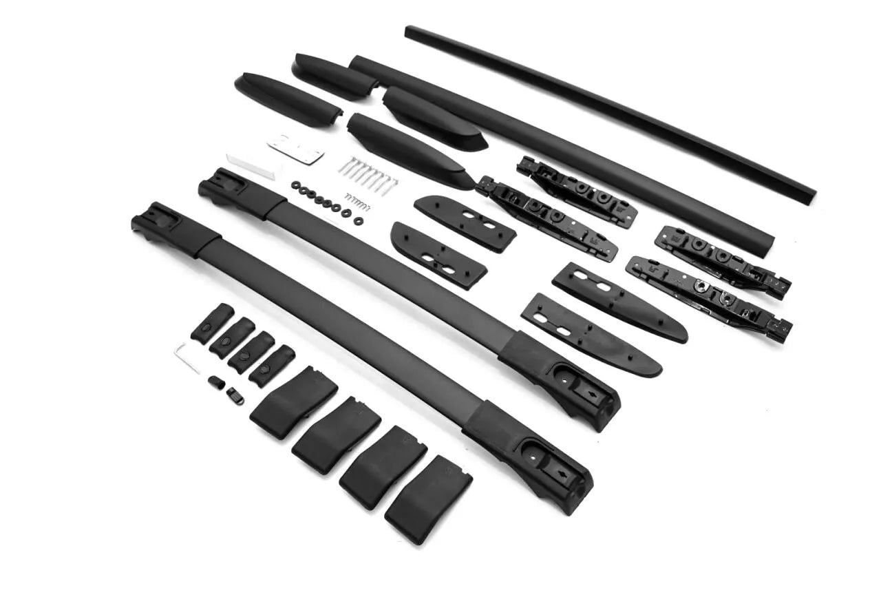 FOR TOYOTA RAV4 MK4 ALUMINIUM BLACK ROOF RAILS RACK CROSS BARS SET 2012-2019