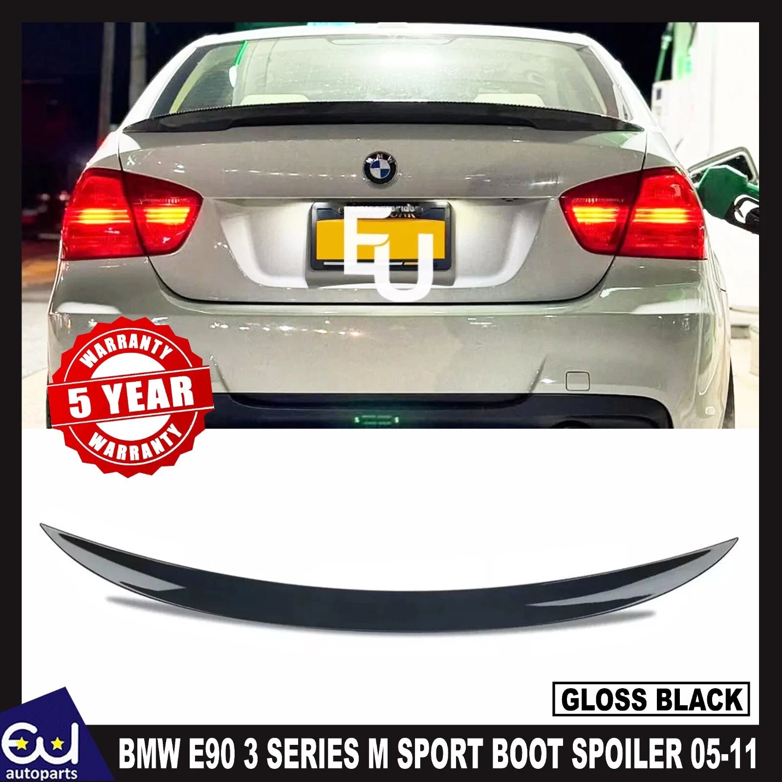 REAR BOOT TRUNK SPOILER LIP WING FOR BMW E90 3 SERIES SALOON 2005-11 GLOSS BLACK