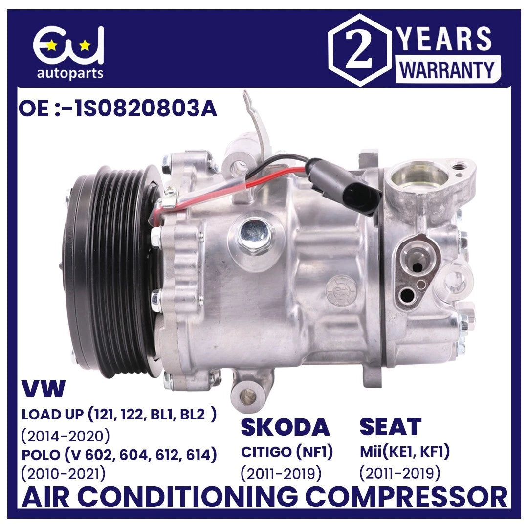 AIR CON A/C COMPRESSOR FOR SEAT MII KE1 KF1 SKODA CITIGO NF1 VW LOAD UP POLO V