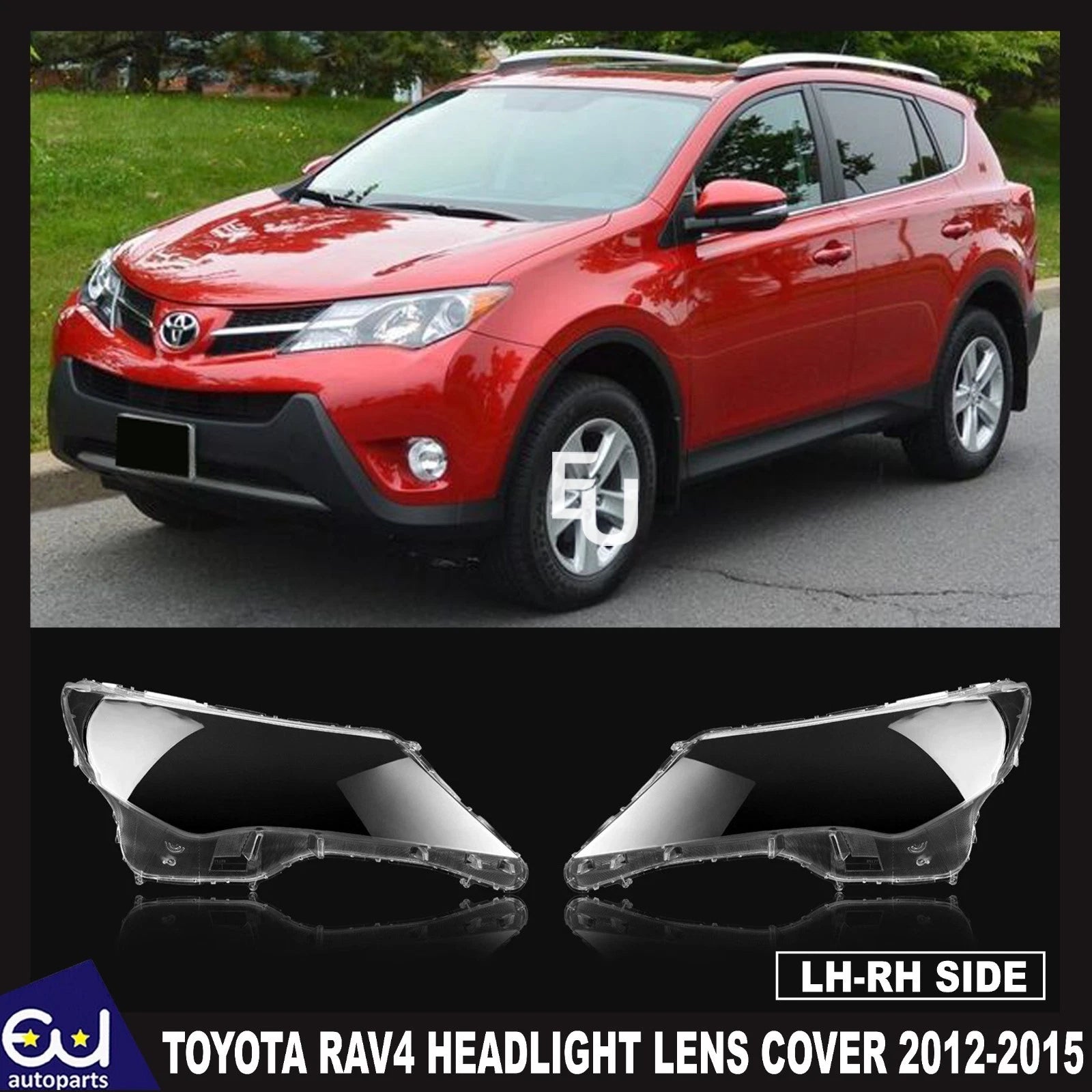 FOR TOYOTA RAV4 CLEAR HEADLIGHT LENS SHELL LAMPSHADE PAIR LEFT RIGHT 2012-2015