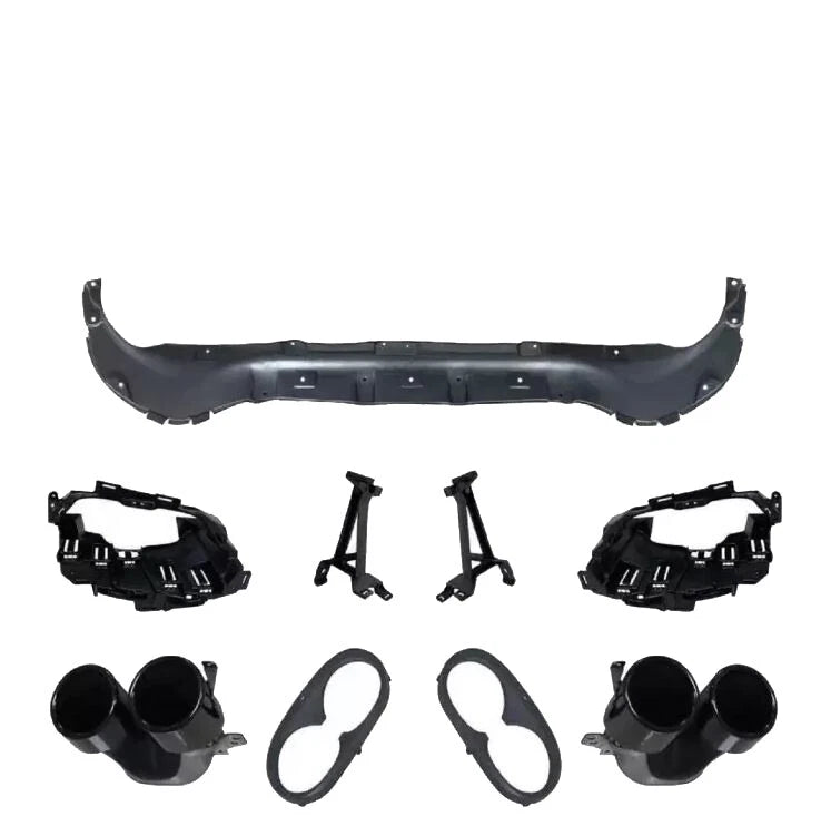 FOR MERCEDES GLB X247 AMG GLB45 STYLE REAR DIFFUSER VALANCE & BLK TAILPIPES 19+