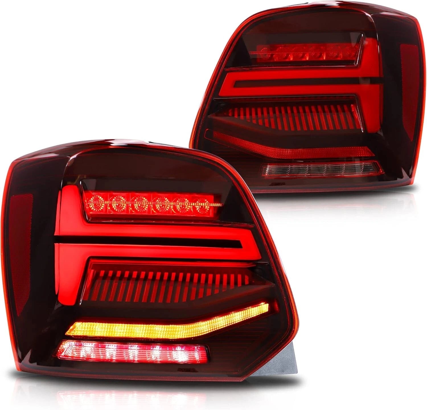 DYNAMIC LED REAR TAIL LIGHT LAMP RED LENS FOR VW VENTO POLO 6R 6C W/SEQUENTIAL