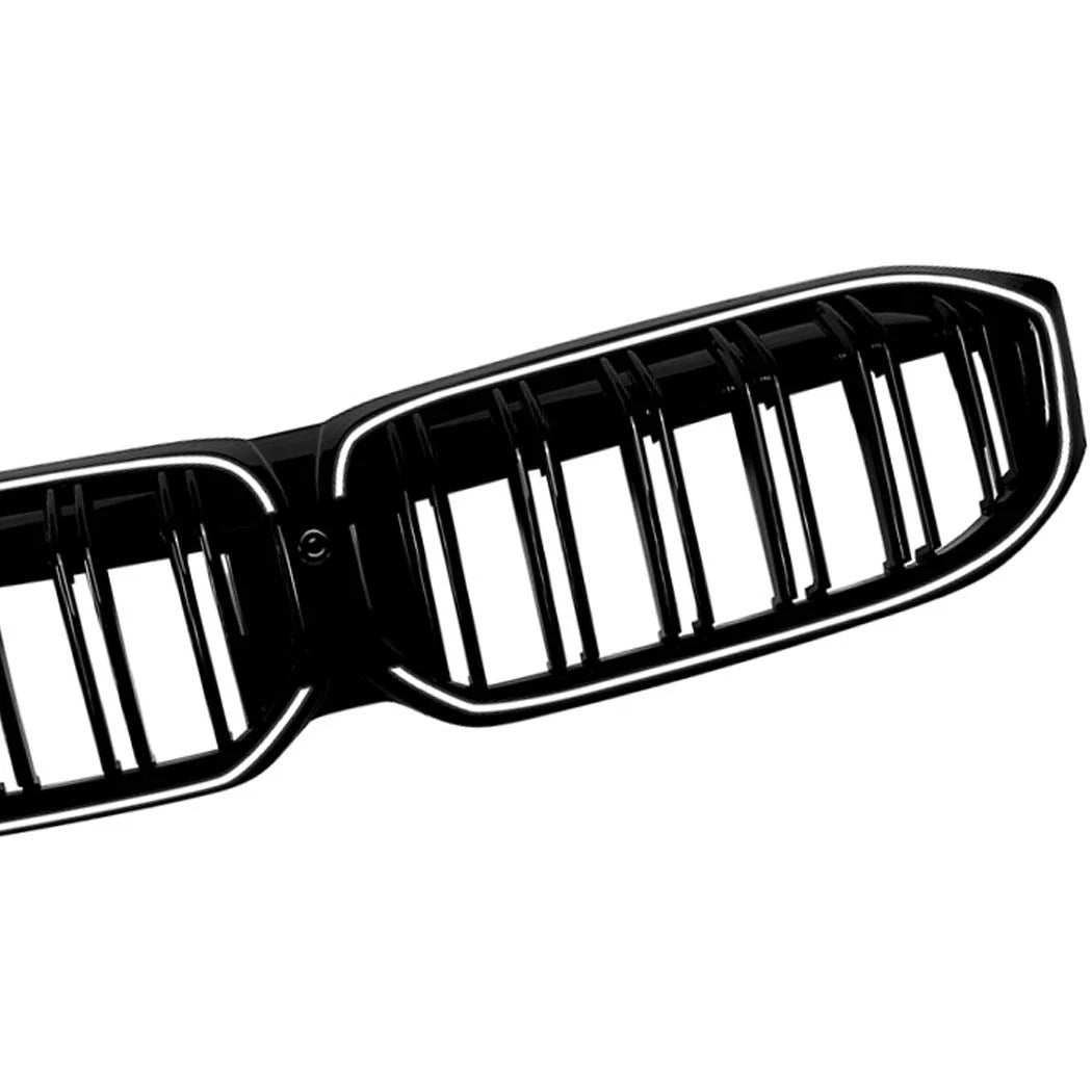 DOUBLE SLAT FOR BMW 3 SERIES G20 G21 LCI LED KIDNEY GRILL GRILLE BLACK 2022+
