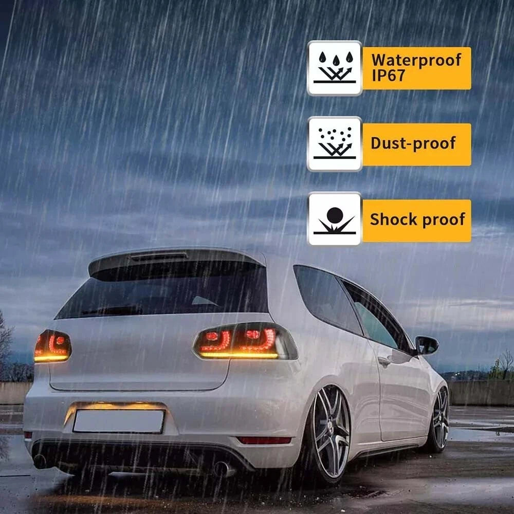 FOR VW GOLF VI 5K1 AJ5 SMOKED LED REAR LIGHTS BRAKE LAMPS W/SEQUENTIAL 2008-2013