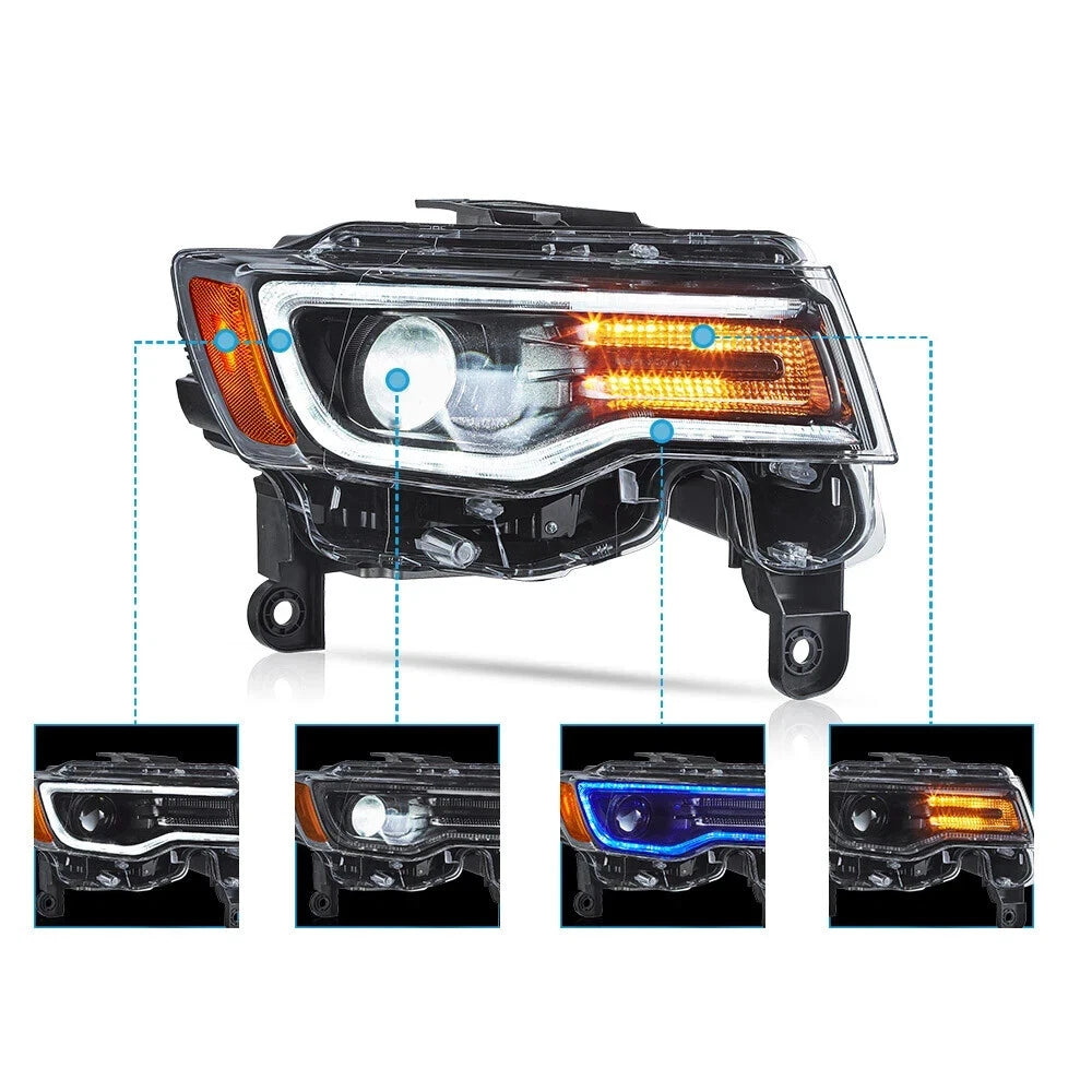 FOR JEEP GRAND CHEROKEE PROJECTOR FULL LED HEADLIGHTS LAMP DRL STARTUP 2014-2022