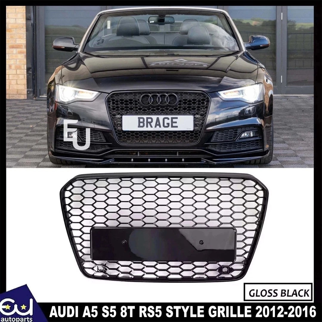 FOR AUDI A5 S5 8T 12-2016 RS STYLE GRILLE GRILL GLOSS HONEYCOMB RADIATOR BUMPER