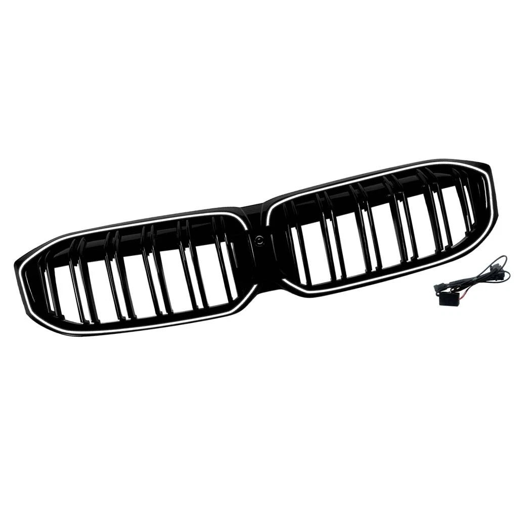DOUBLE SLAT FOR BMW 3 SERIES G20 G21 LCI LED KIDNEY GRILL GRILLE BLACK 2022+