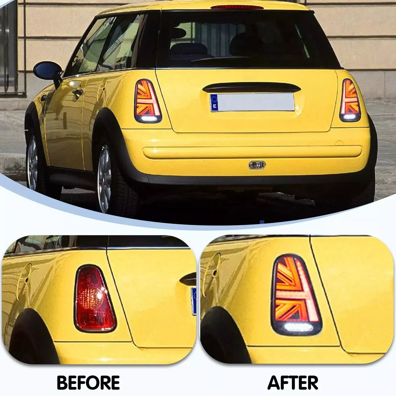 FOR MINI COOPER S R50 R52 R53 UNION JACK TAIL LIGHTS LAMP W/ANIMATION 2001-2006